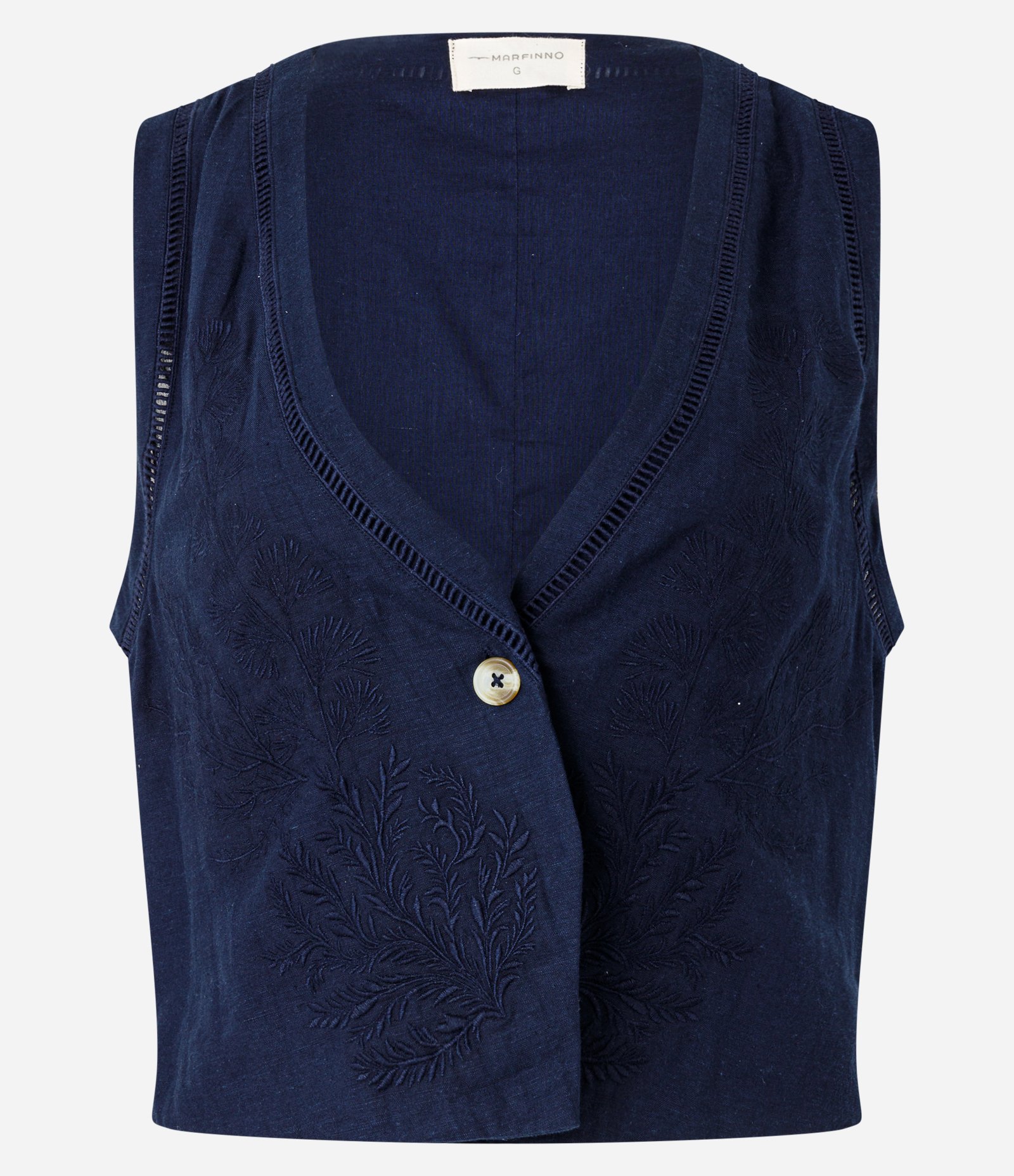 Colete em Alfaiataria com Bordado Floral Azul 6