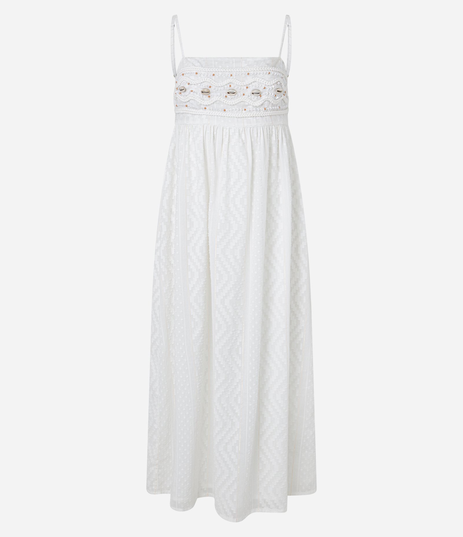 Vestido New Midi com Conchas Bordadas Branco 6