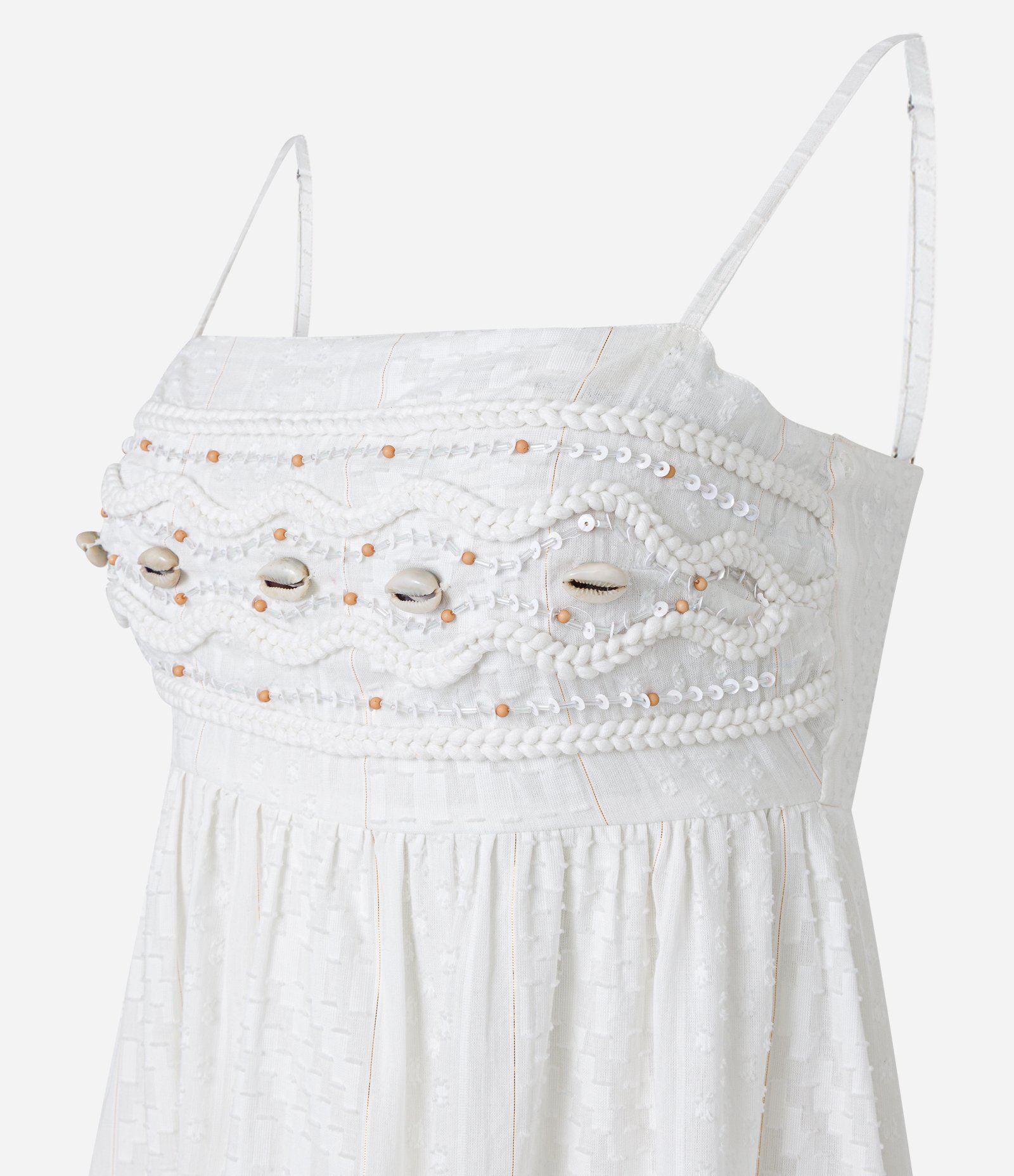 Vestido New Midi com Conchas Bordadas Branco 7
