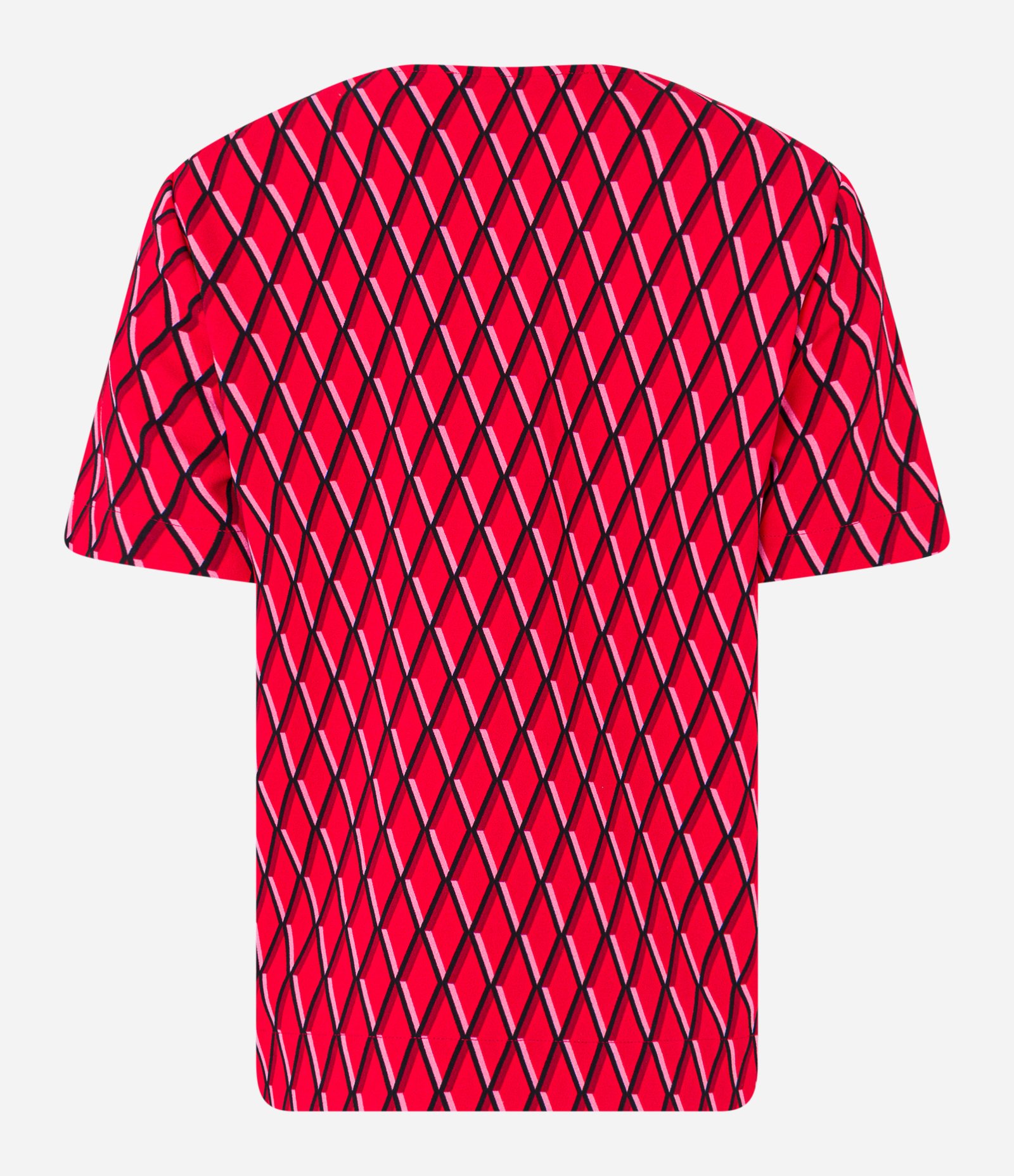 Blusa em Crepe com Detalhe na Gola e Estampa Geométrica Vermelho 6