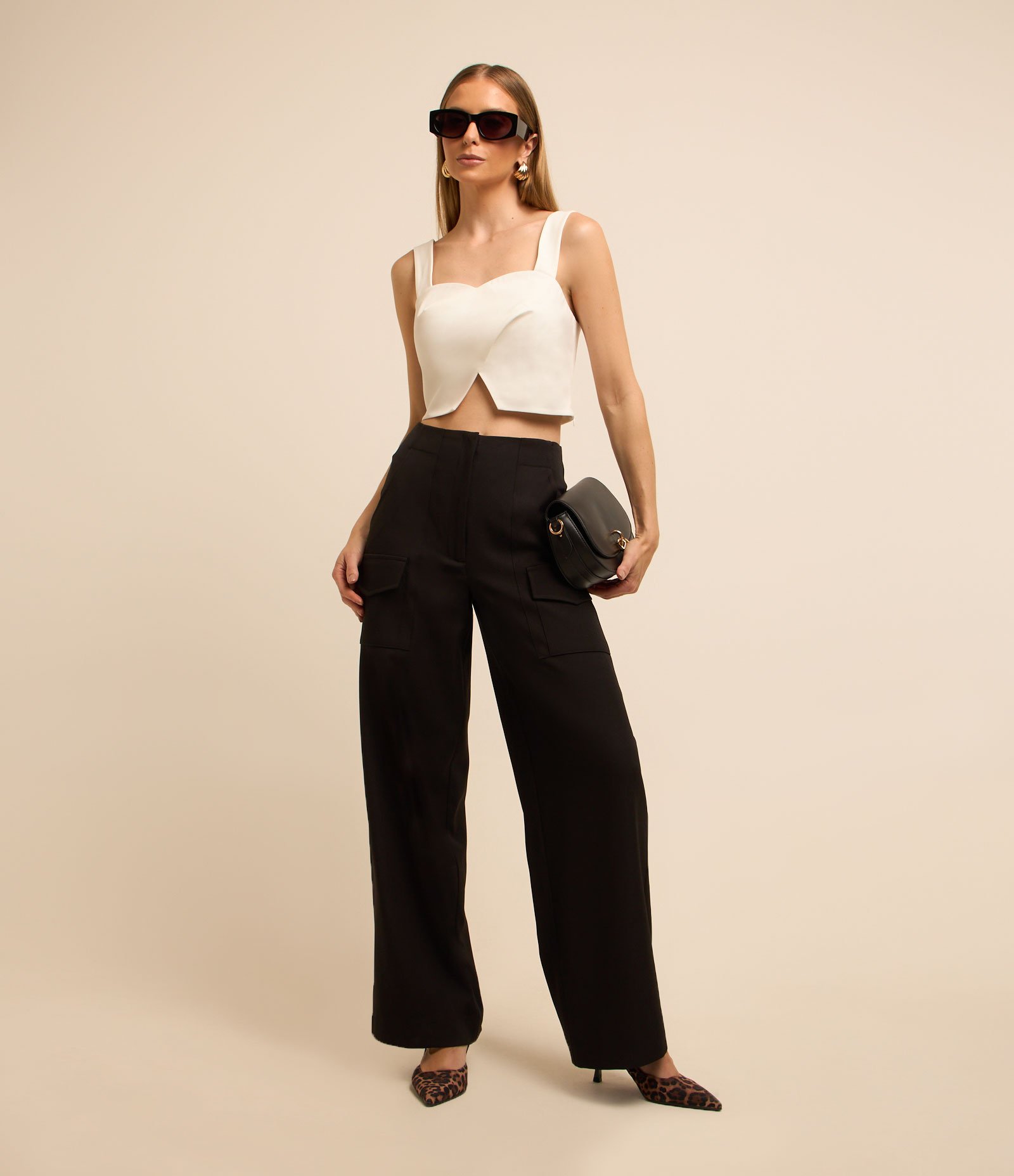 Top em Crepe com Decote Coração e Pregas Branco Neve 2