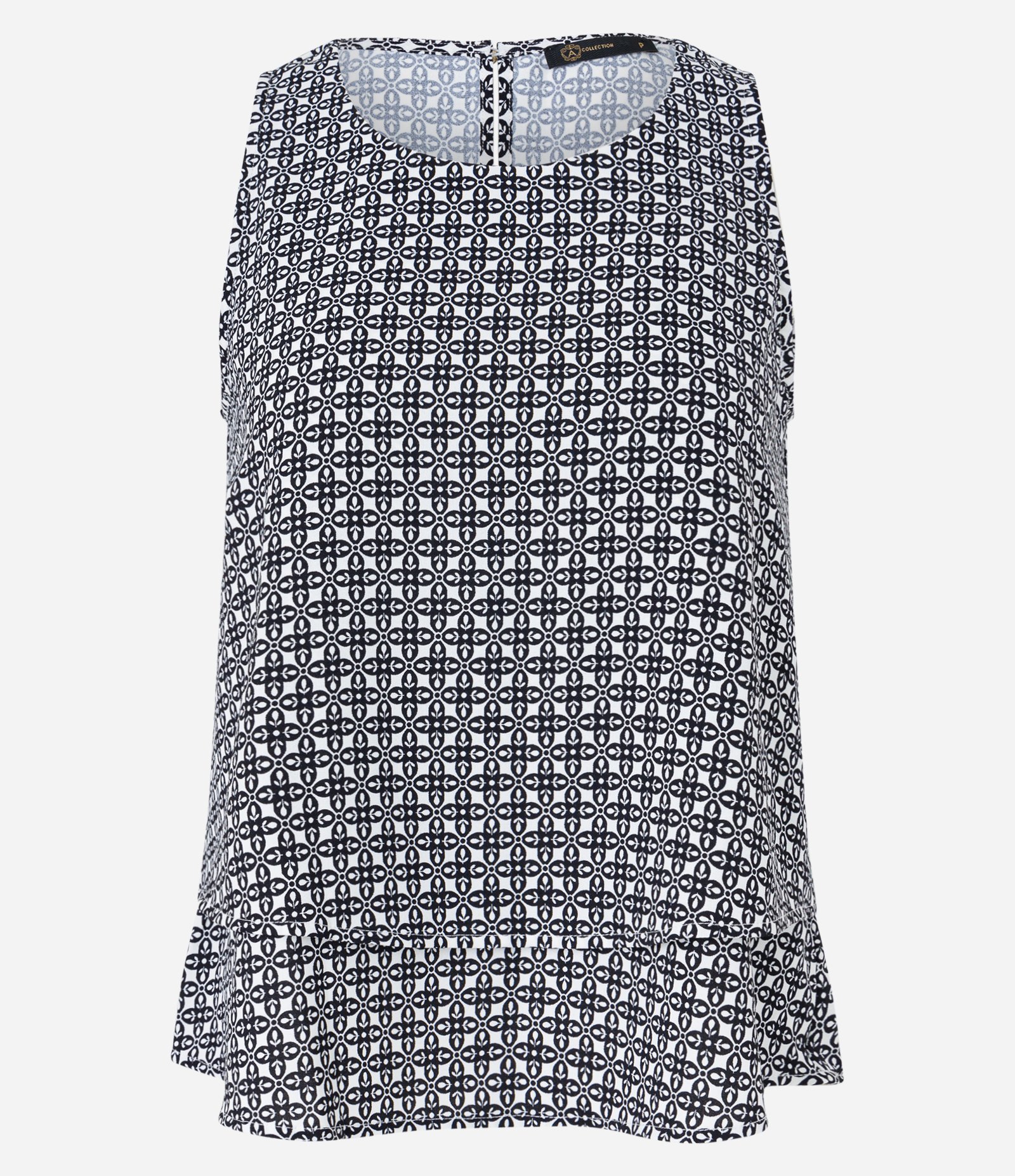 Blusa sem Manga em Airflow com Estampa Geométrica Preto/ Branco 6