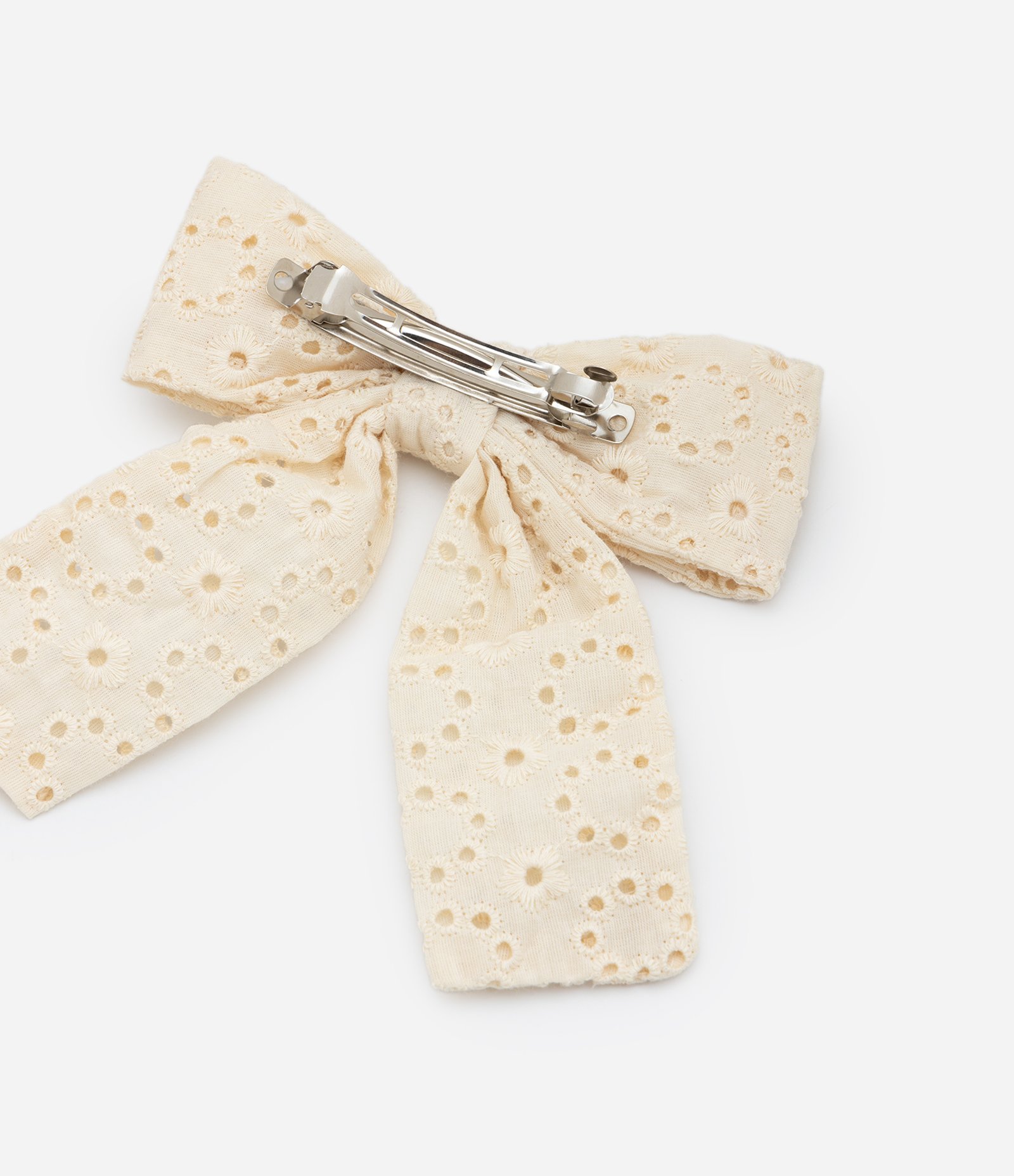 Presilha de Cabelo Laço em Broderie - Tam Único Bege 2