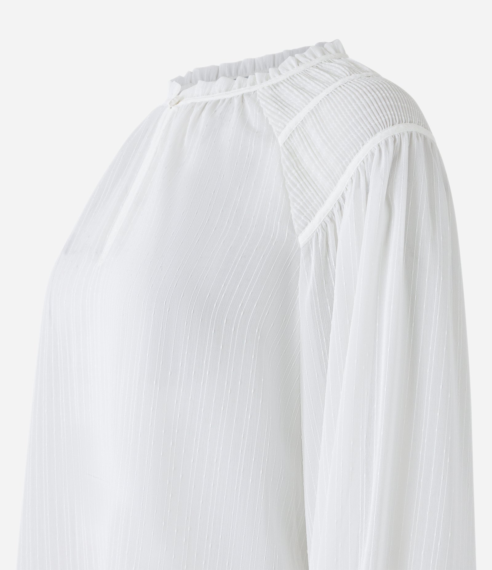 Blusa Texturizada em Chiffon com Detalhe nos Ombros Branco 7