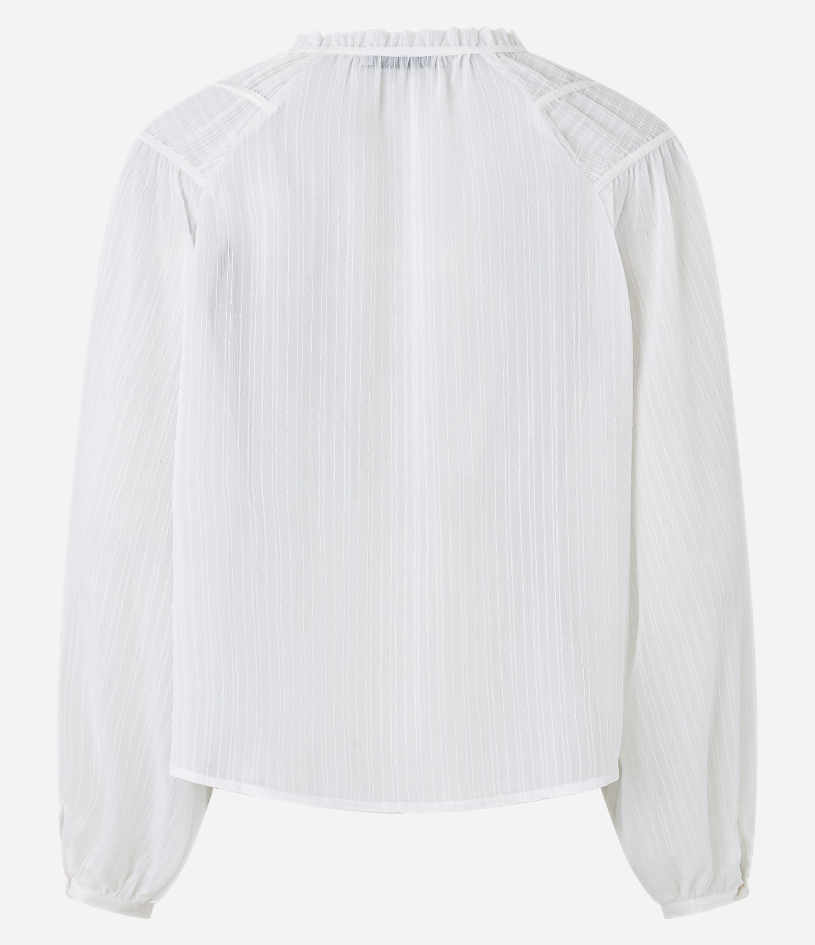 Blusa Texturizada em Chiffon com Detalhe nos Ombros Branco 8