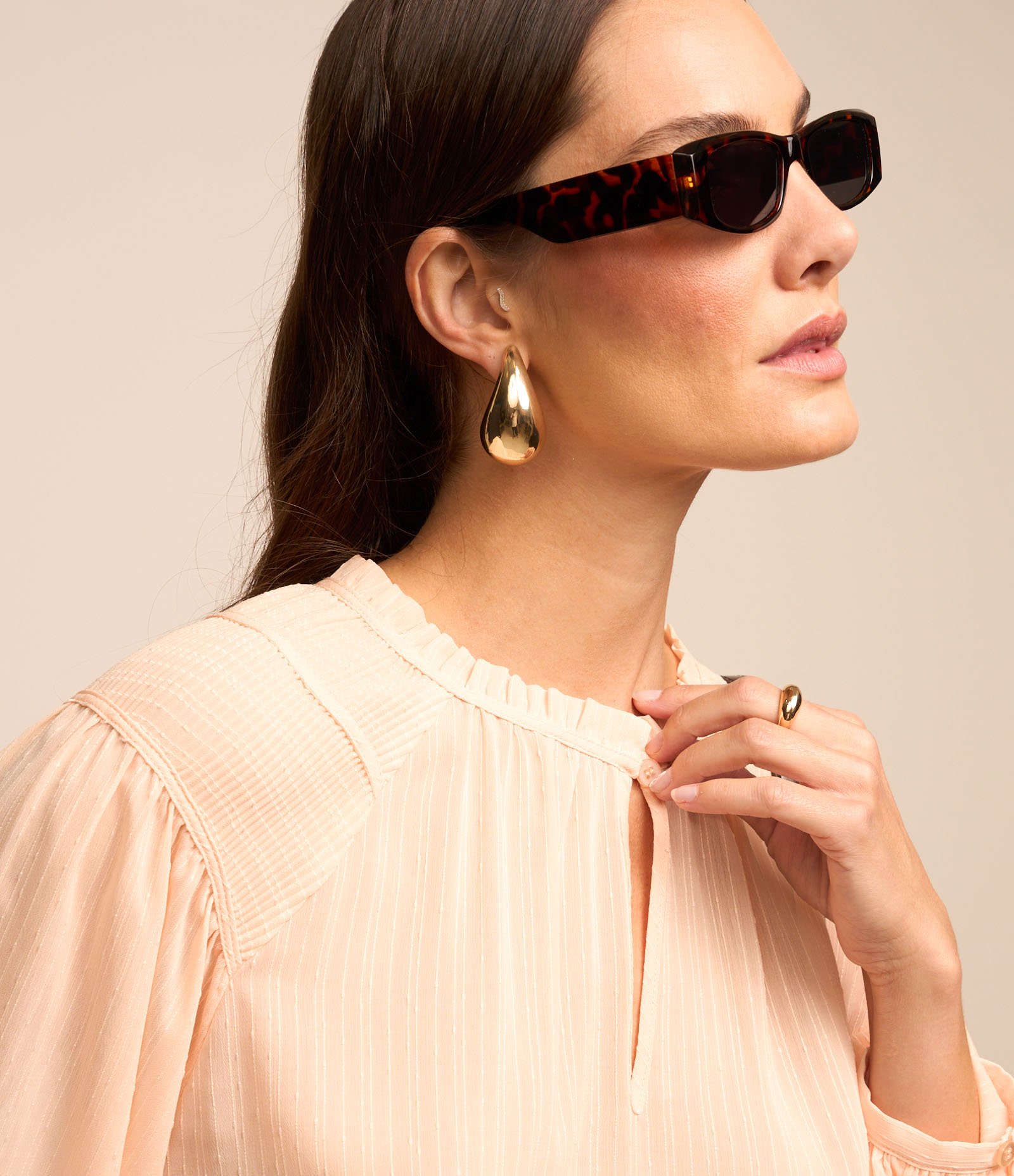 Blusa Texturizada em Chiffon com Detalhe nos Ombros Laranja 3