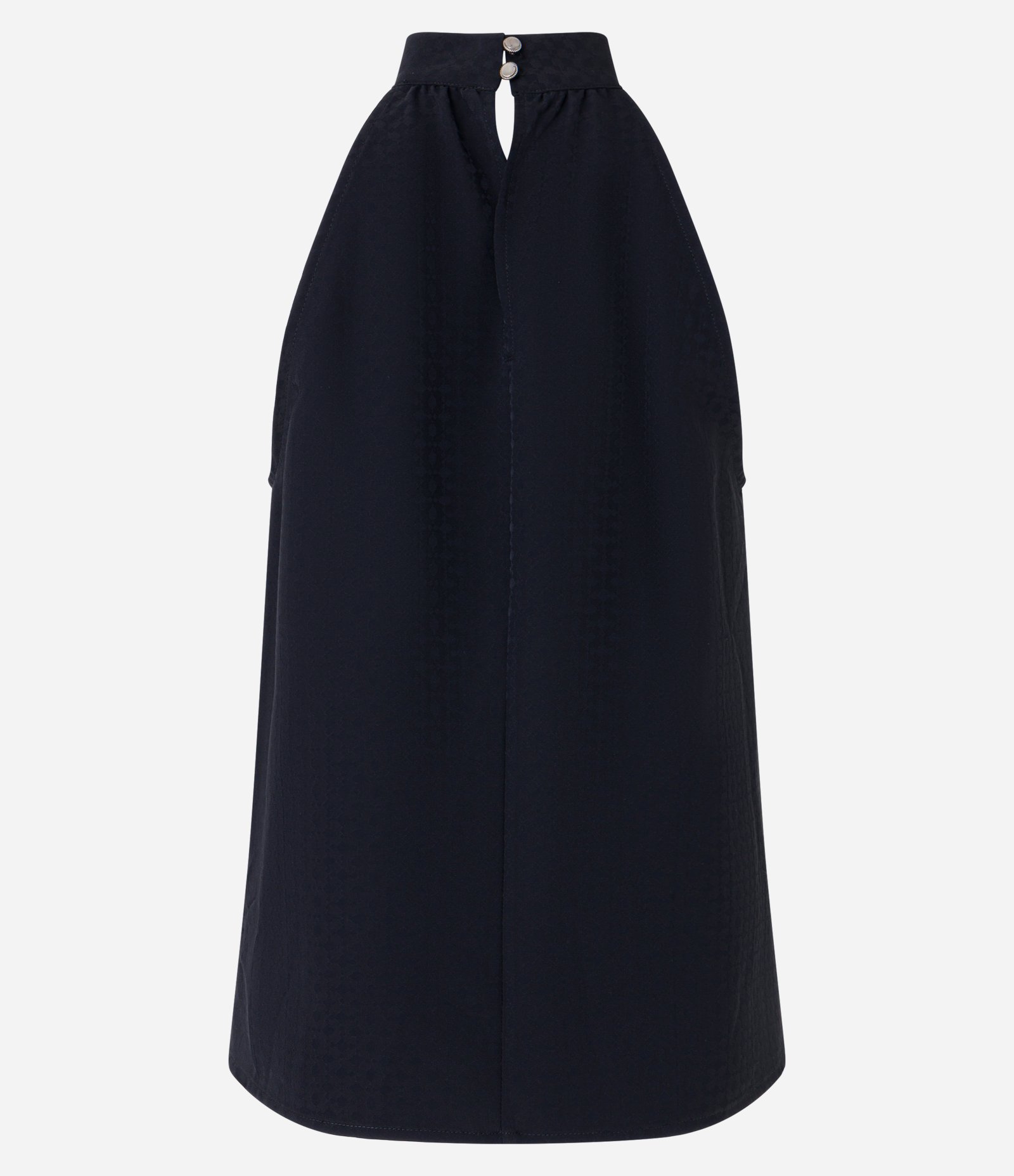 Blusa Sem Manga em Jacquard com Golinha Alta e Detalhe Vazado Preto 6