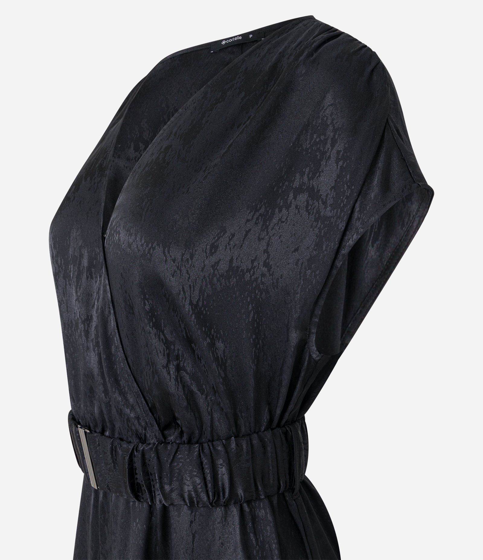 Vestido Midi em Jacquard com Transpasse Frontal e Cinto Preto 6