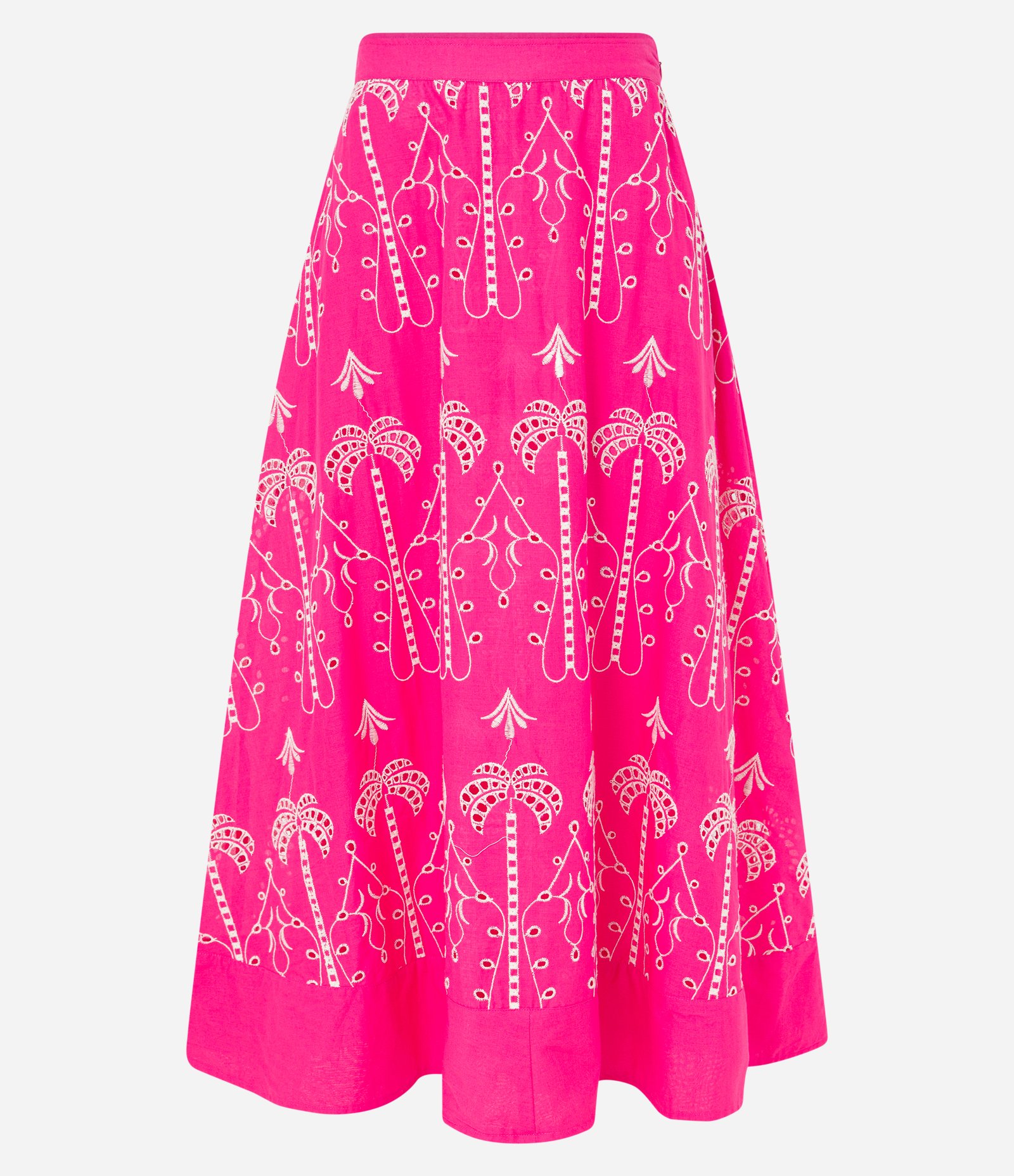 Saia New Midi em Laise com Bordado Tropical Rosa 5