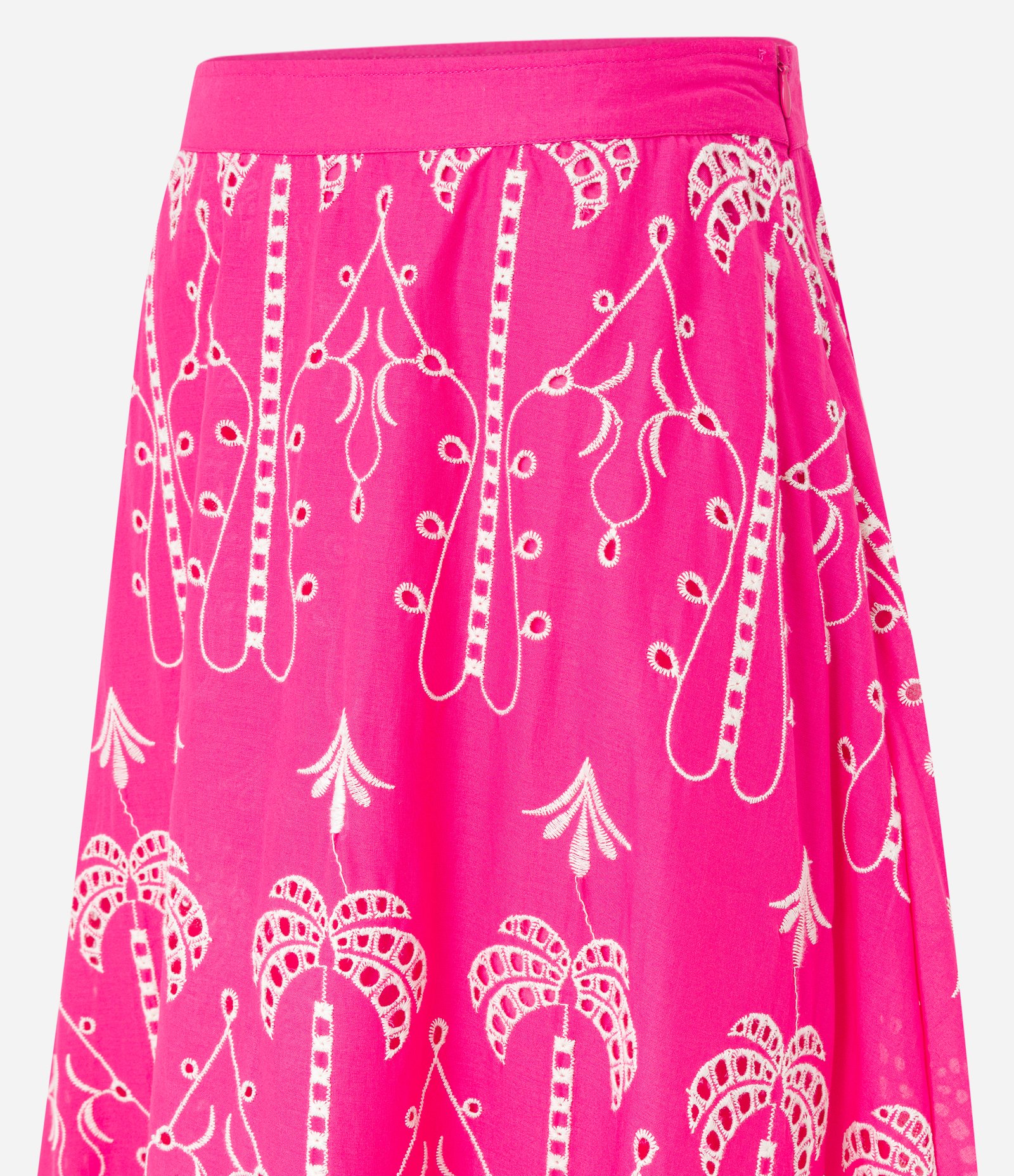 Saia New Midi em Laise com Bordado Tropical Rosa 6