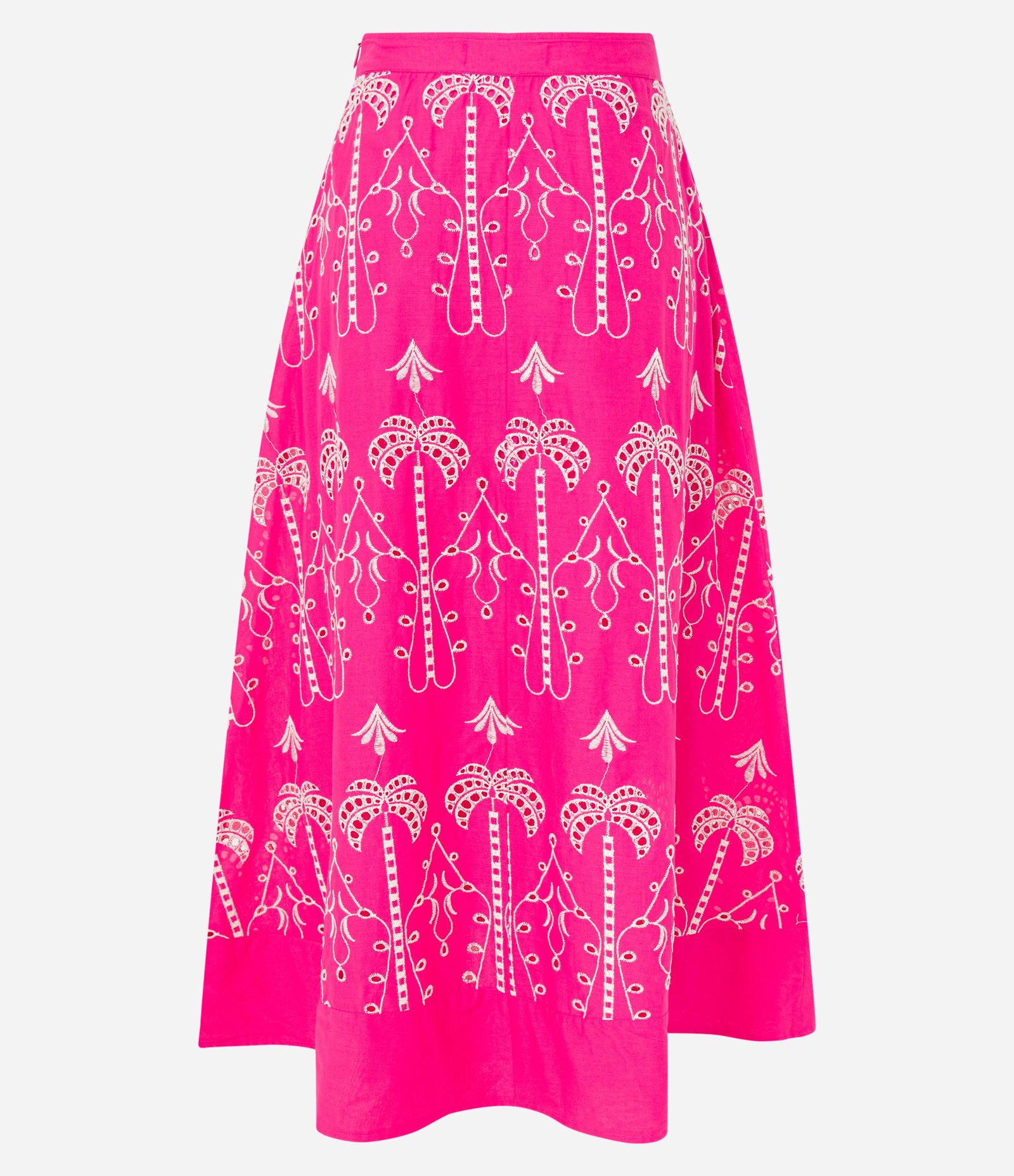 Saia New Midi em Laise com Bordado Tropical Rosa 7