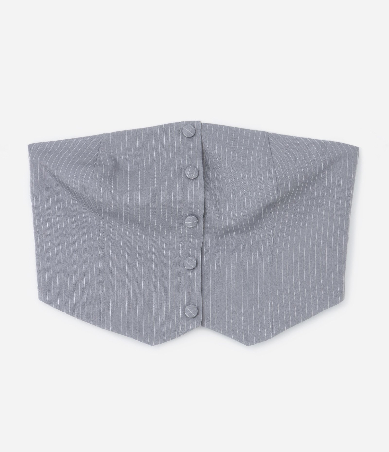 Blusa Cropped Alfaiataria Sem Mangas e Listrada Curve & Plus Size Cinza 5