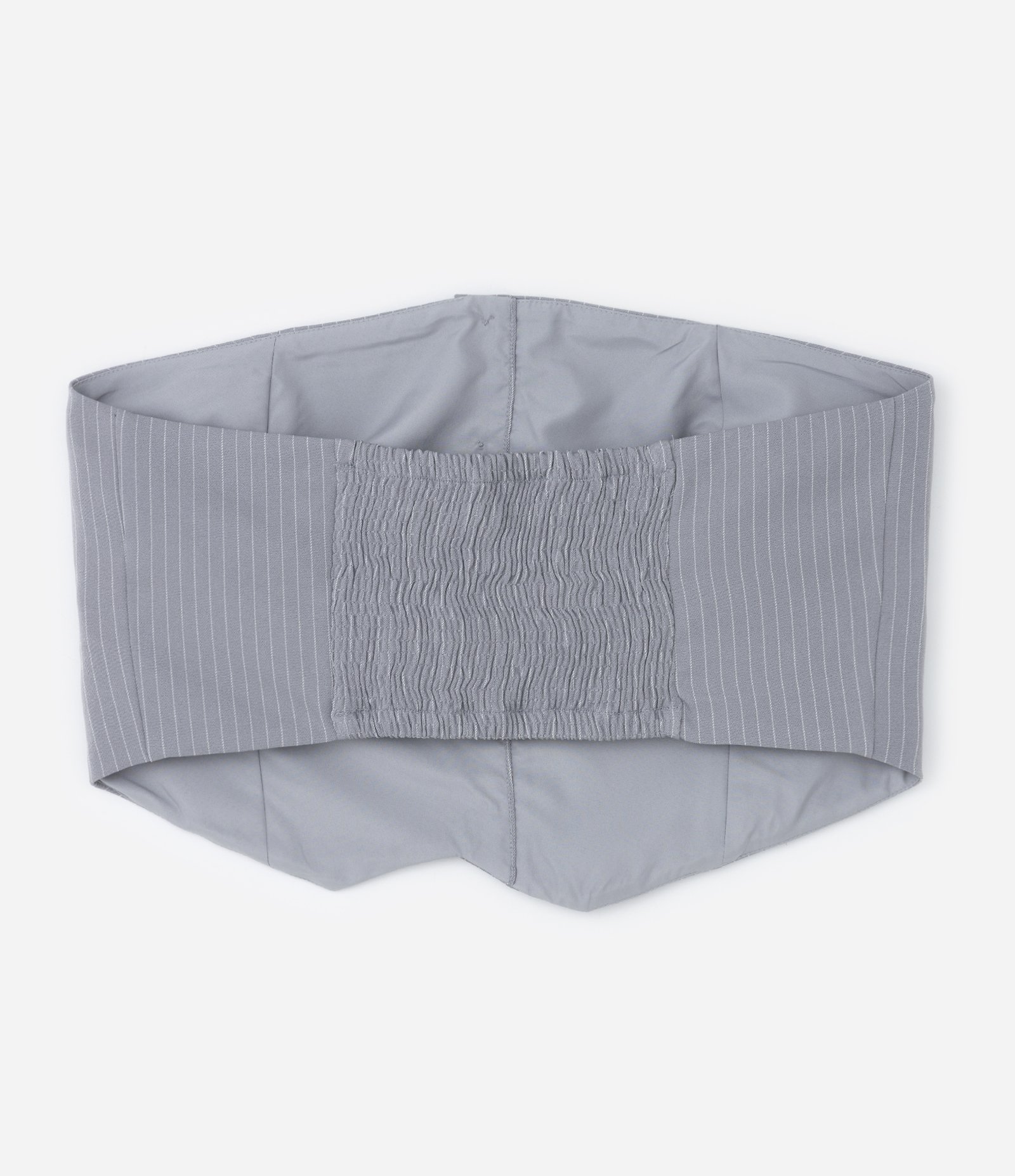 Blusa Cropped Alfaiataria Sem Mangas e Listrada Curve & Plus Size Cinza 6