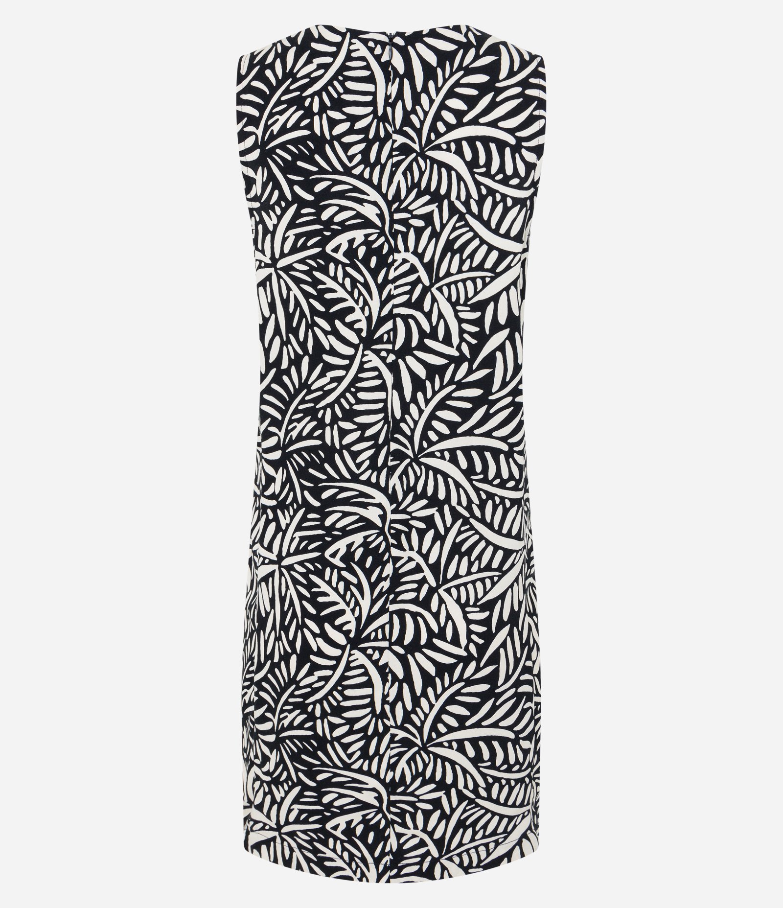 Vestido em Viscose com Fechamento em Zíper e Estampa Folhagem Preto/ Branco 7