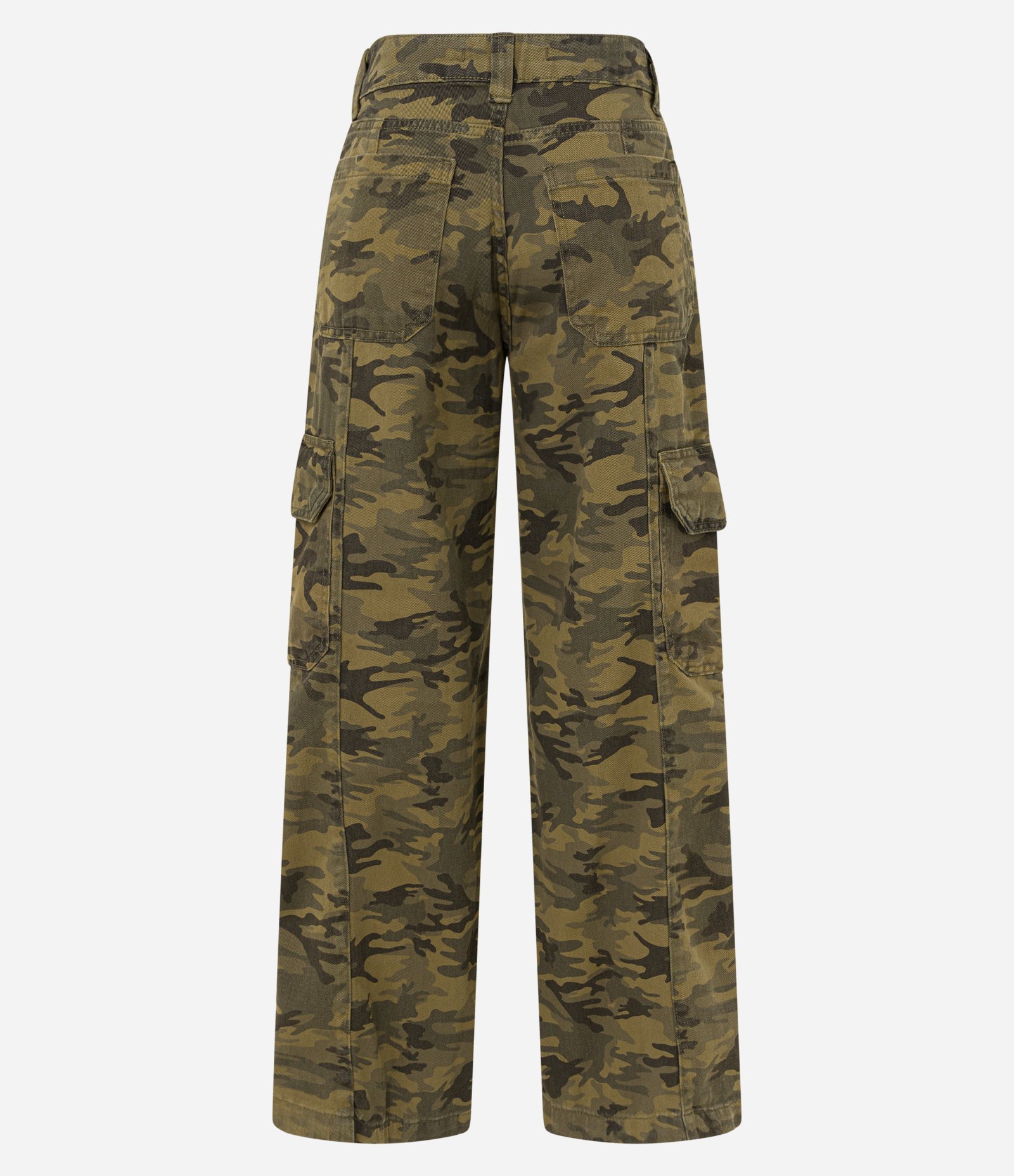 Calça Reta em Sarja com Camuflagem Estampada Verde Militar 6