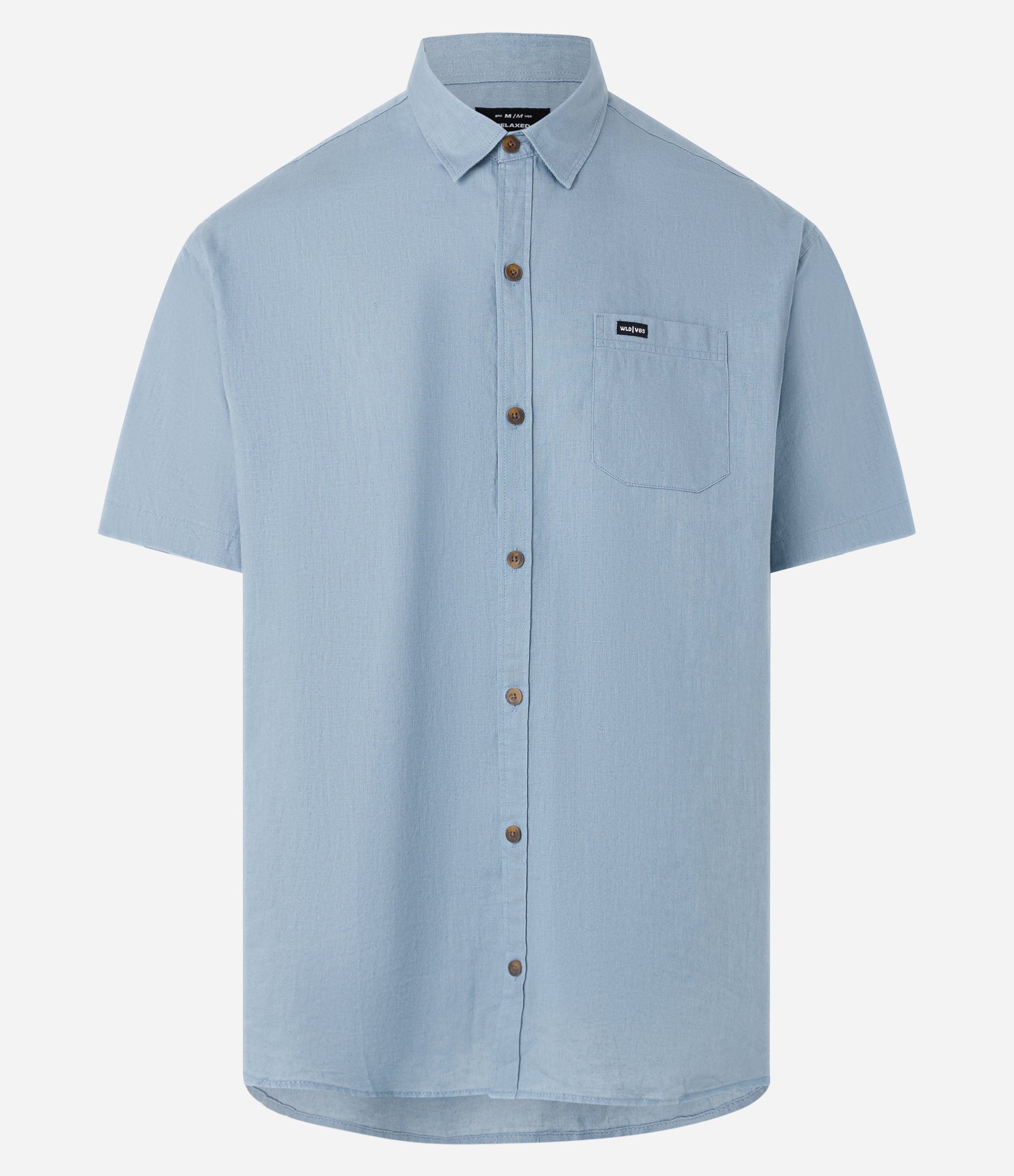 Camisa Relaxed em Cânhamo com Bolso Azul Claro 4