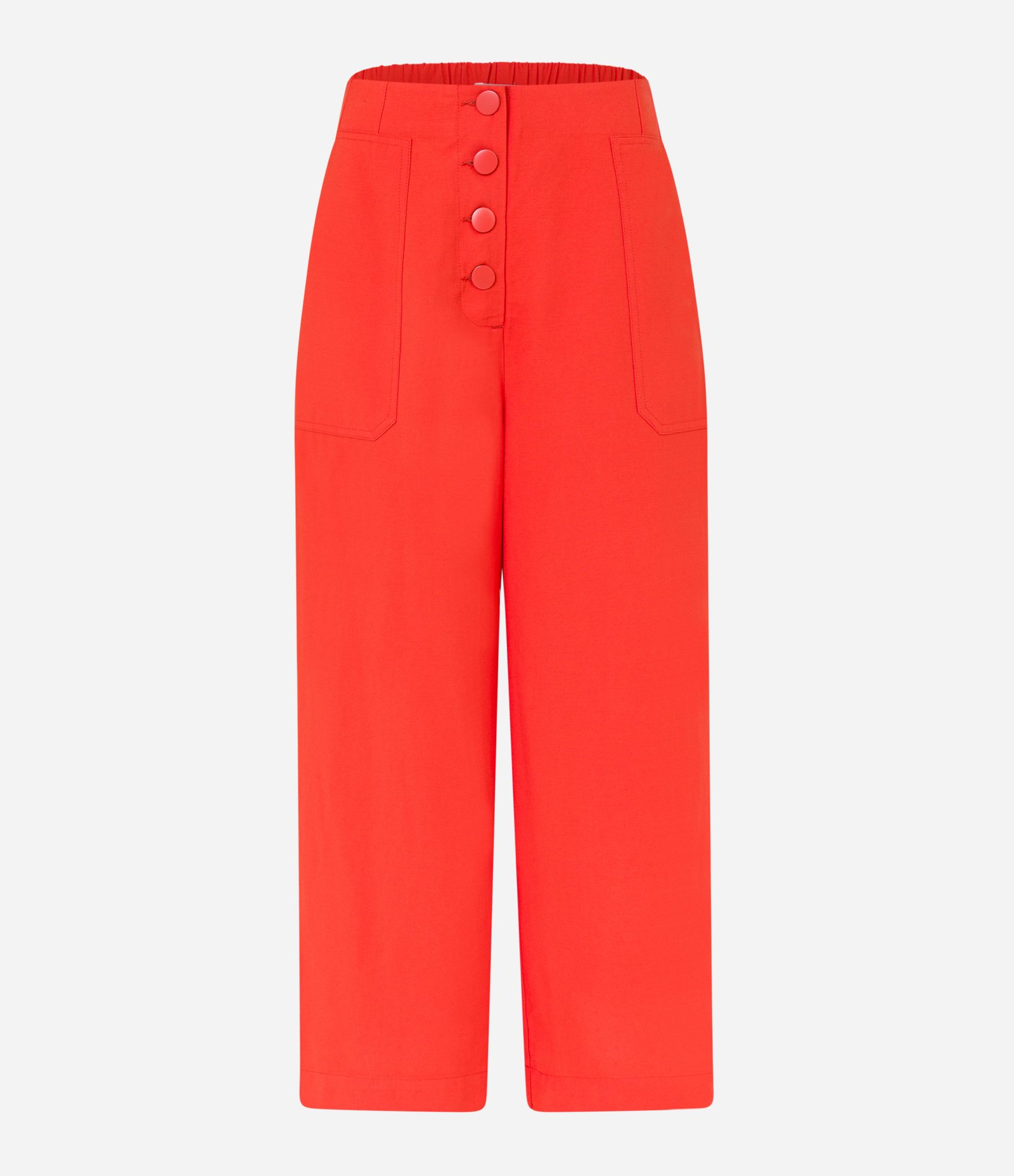 Calça Pantacourt em Viscose com Botões Frontais Laranja 5