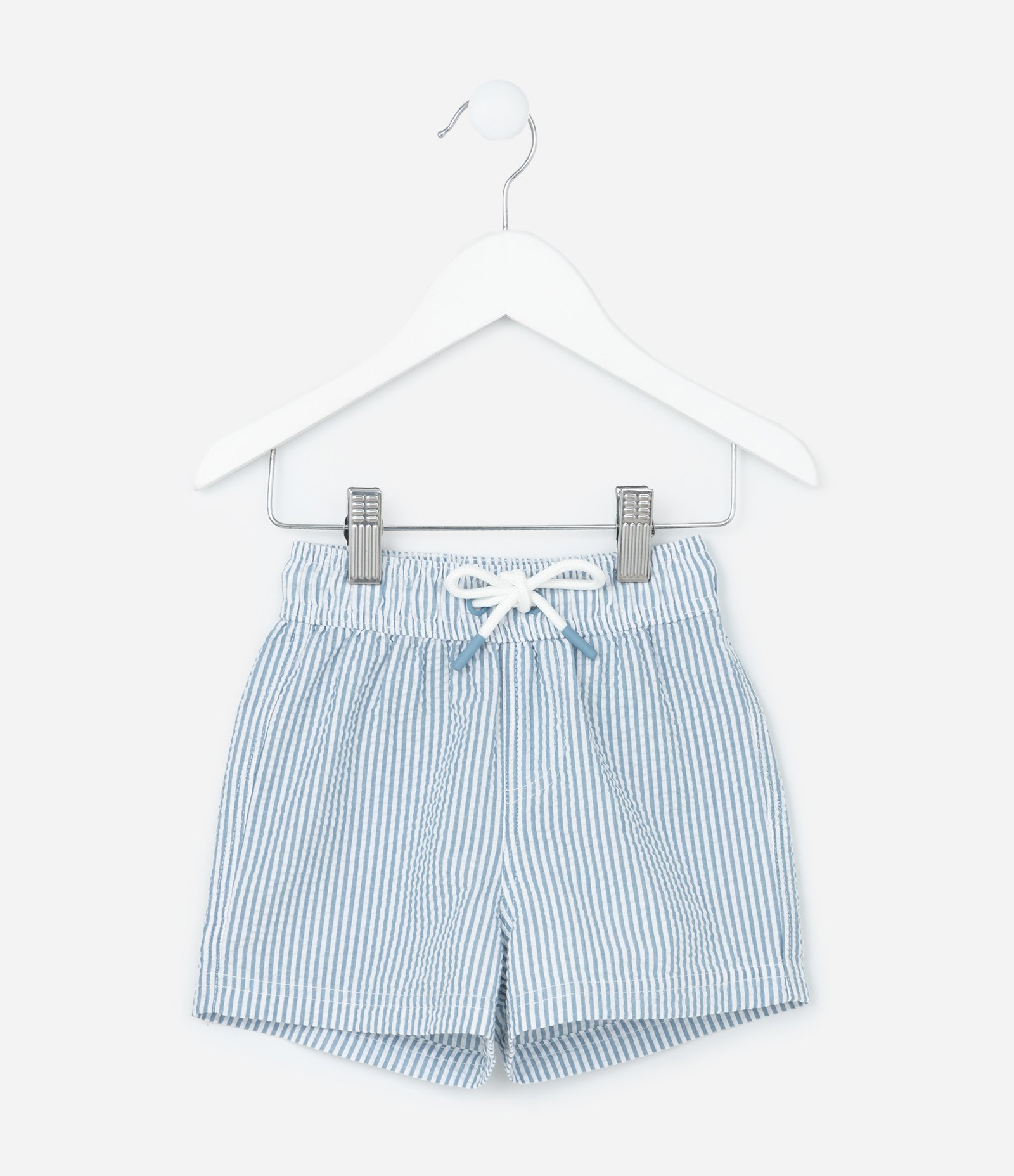 Bermuda Infantil em Microfibra com Textura e Listrinhas - Tam 1 a 5 Anos Azul 1