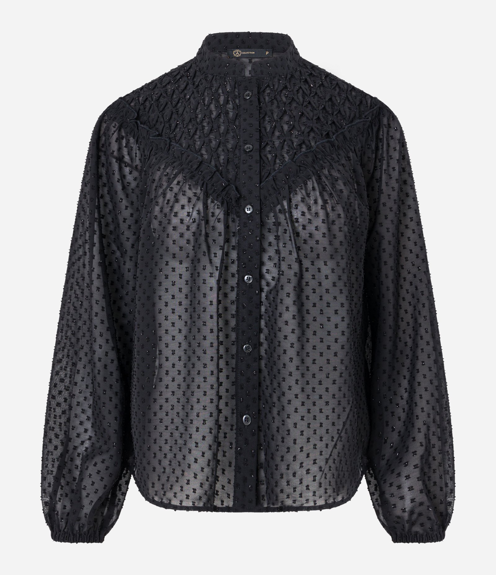 Camisa em Chiffon com Lastex e Aplicações Bordadas 6