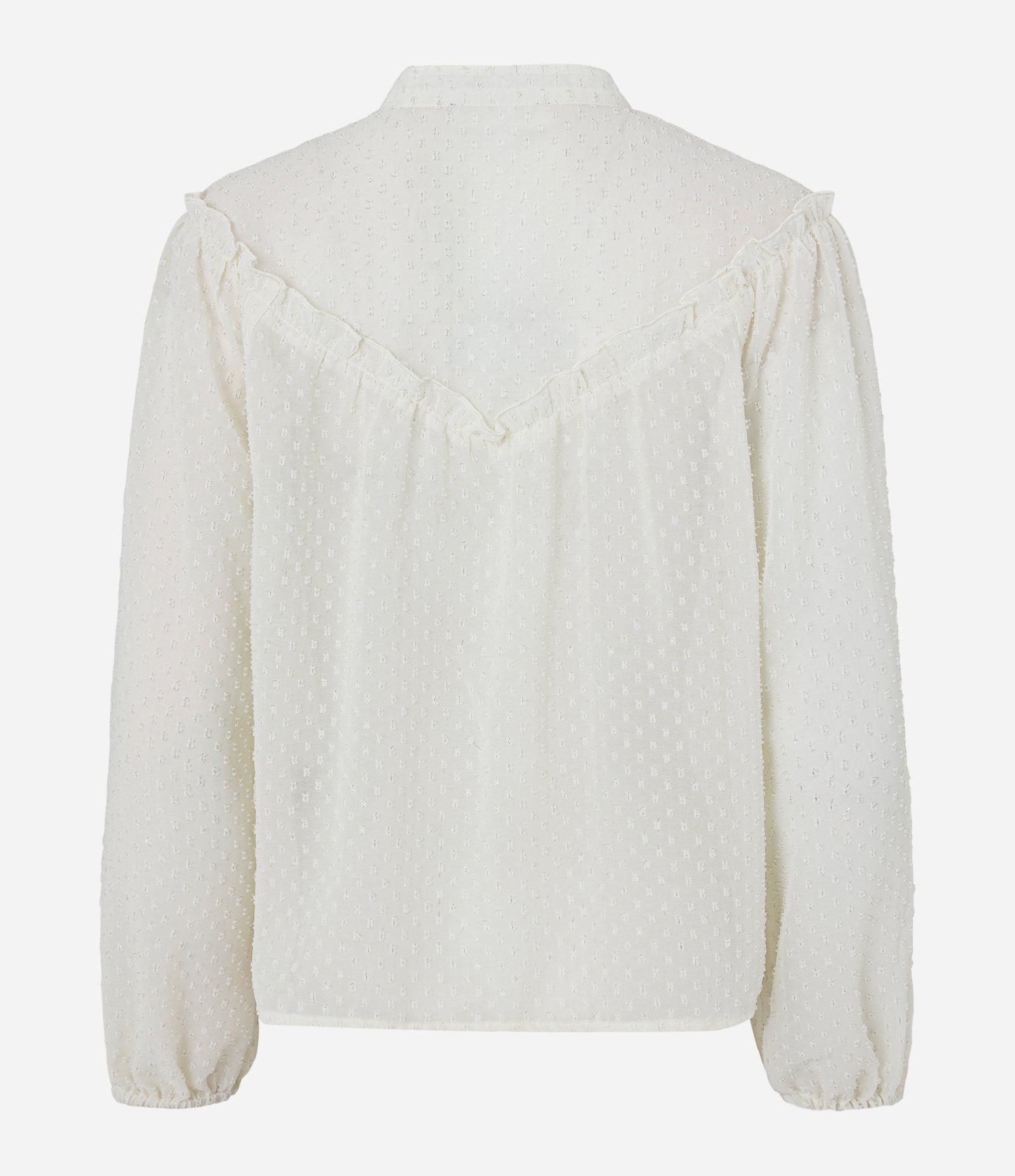 Camisa em Chiffon com Lastex e Aplicações Bordadas Off White 9