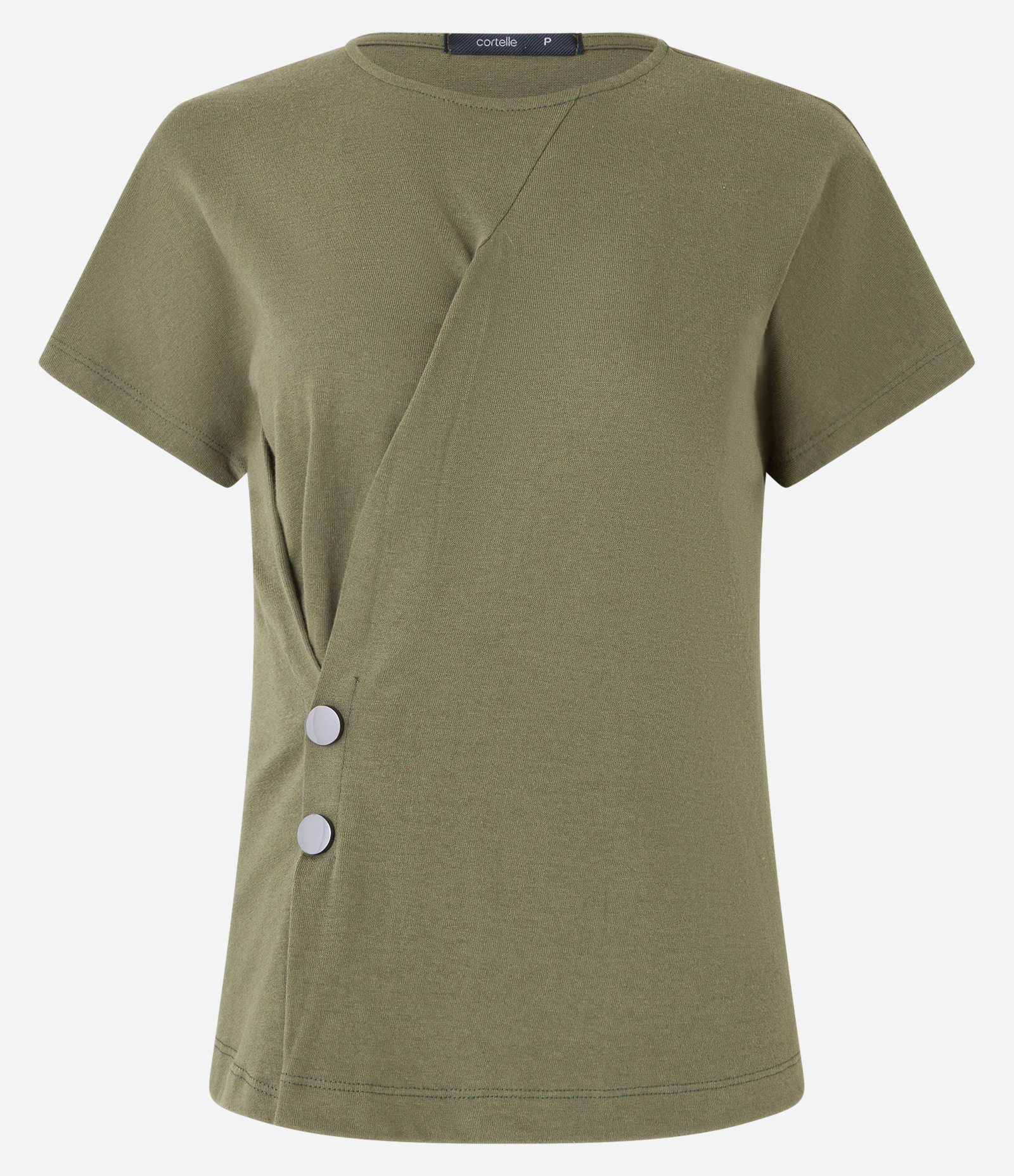 Blusa Manga Curta em Malhão com Botões e Franzido Lateral 5