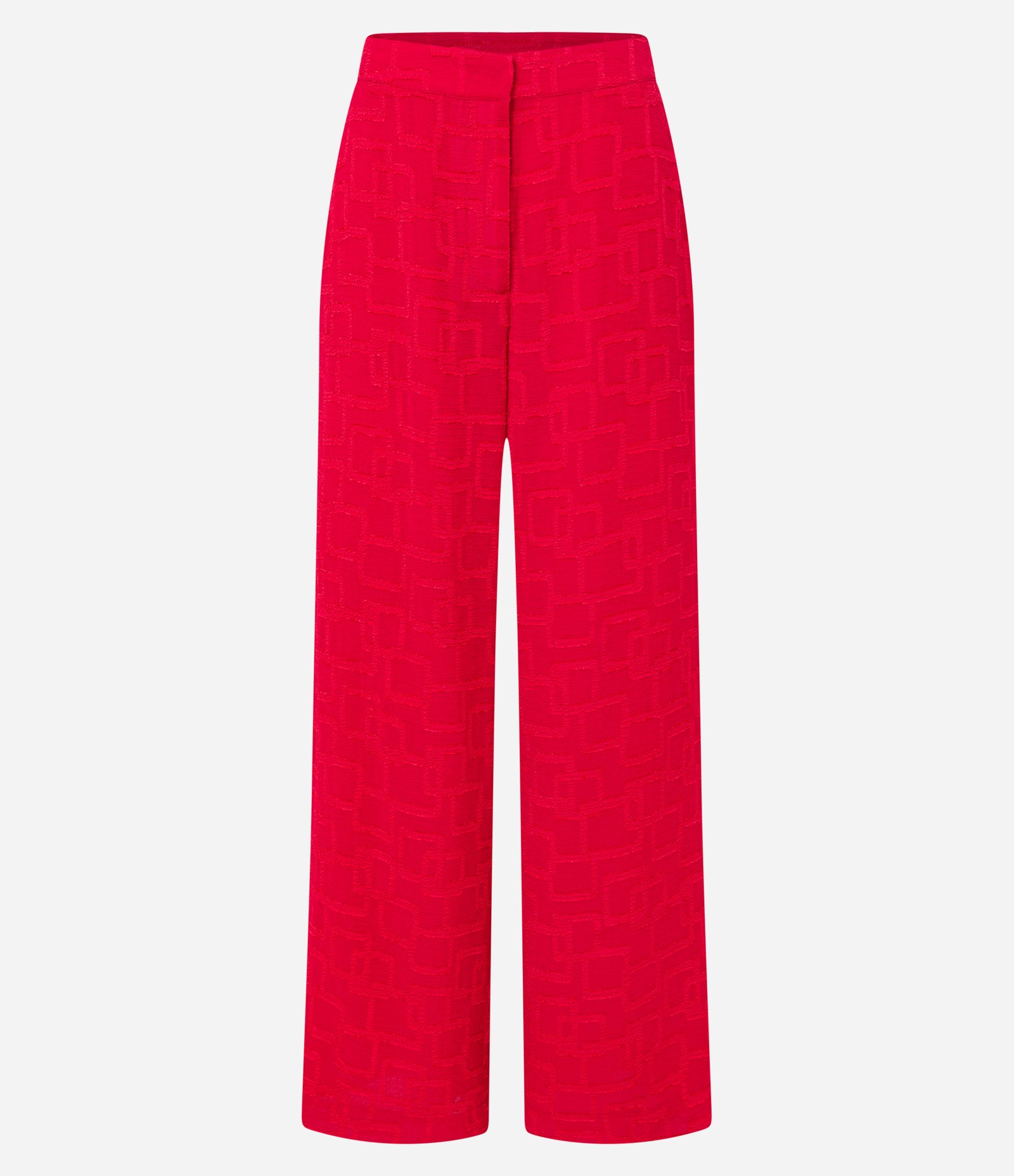 Calça Wide Leg Cintura Alta em Chiffon com Textura Jacquard Vermelho 6