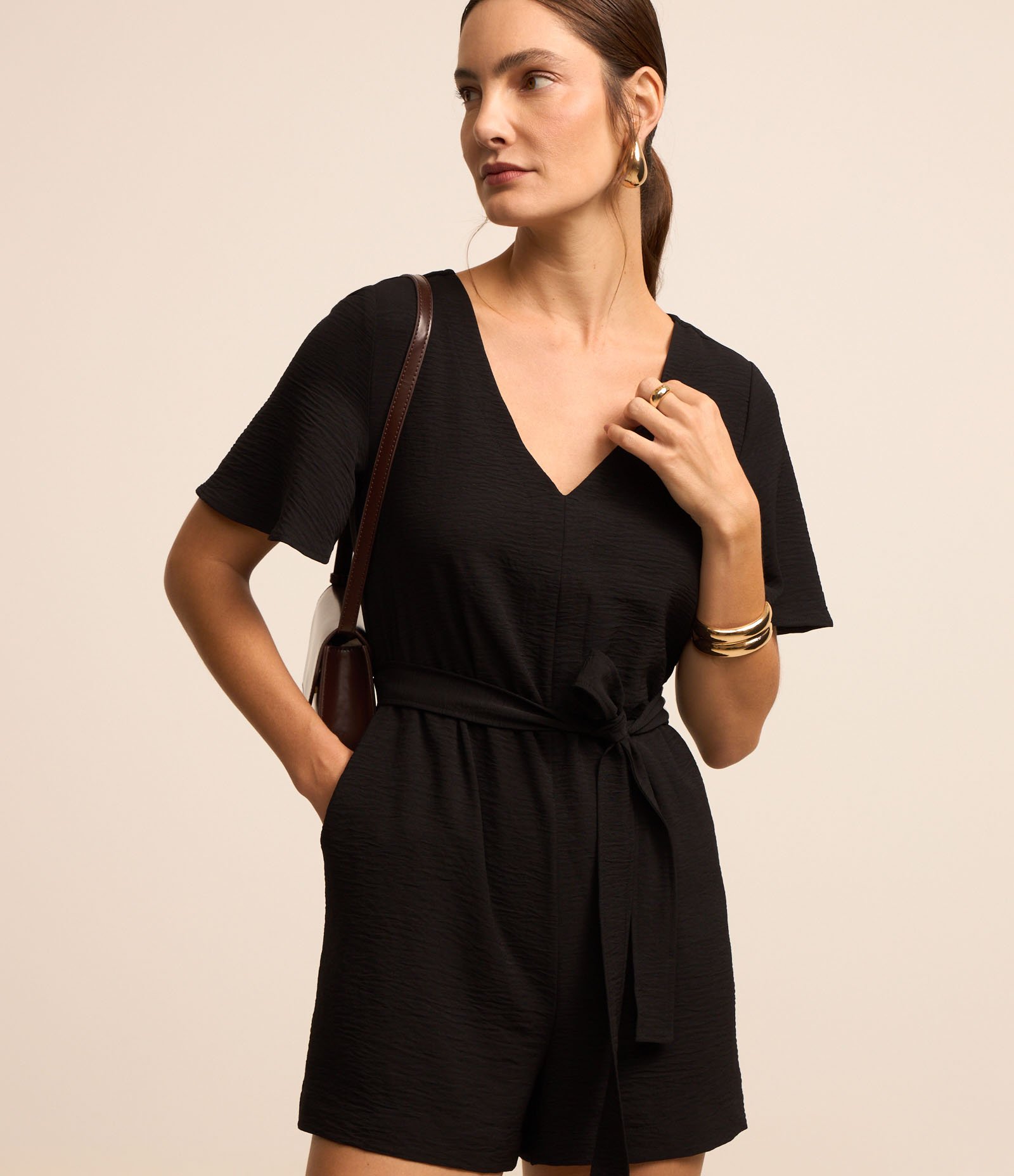 Macaquinho com Efeito Airflow e Amarração Preto 1