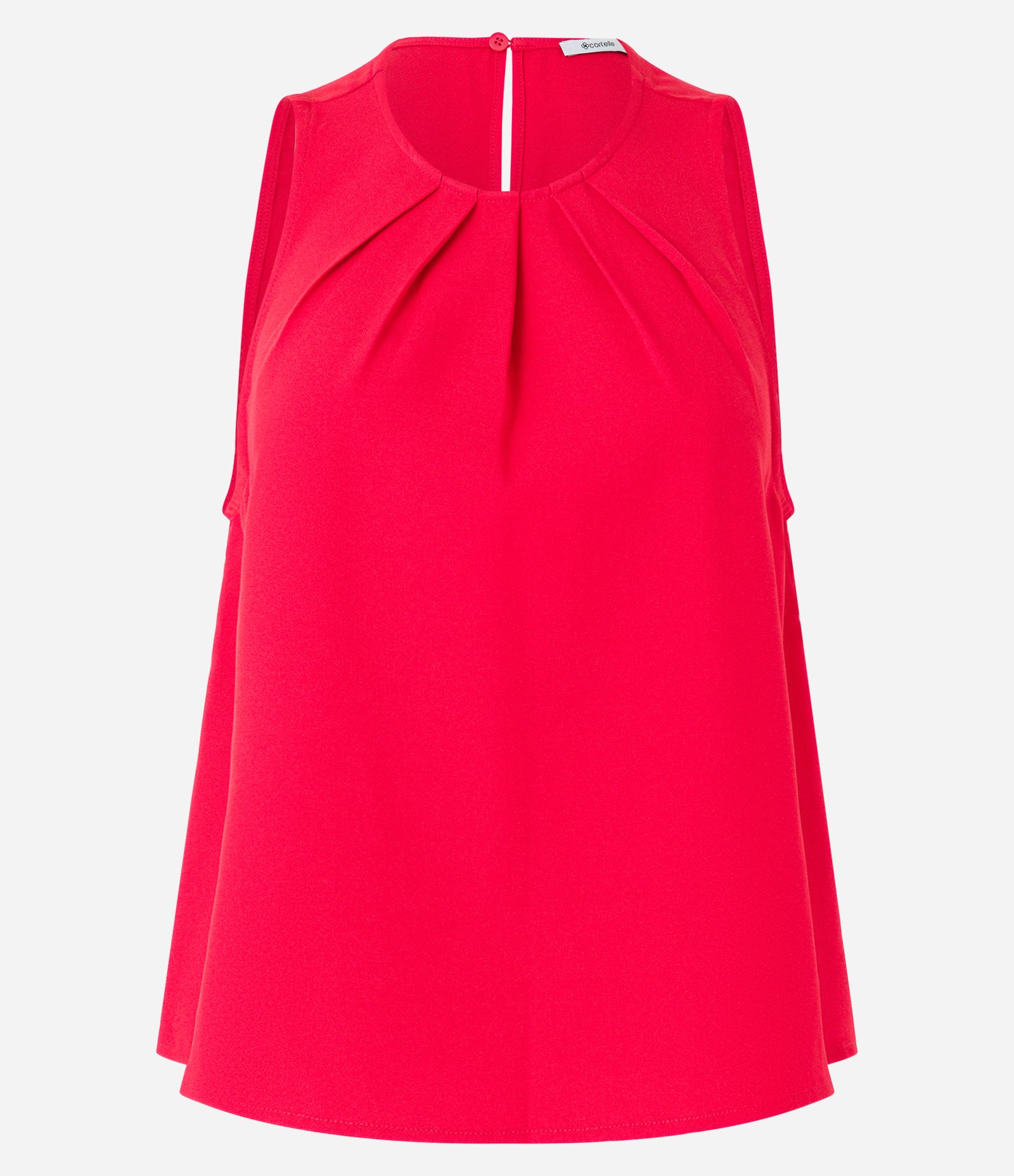 Blusa Regata em Crepe com Pregas na Gola Vermelho 5