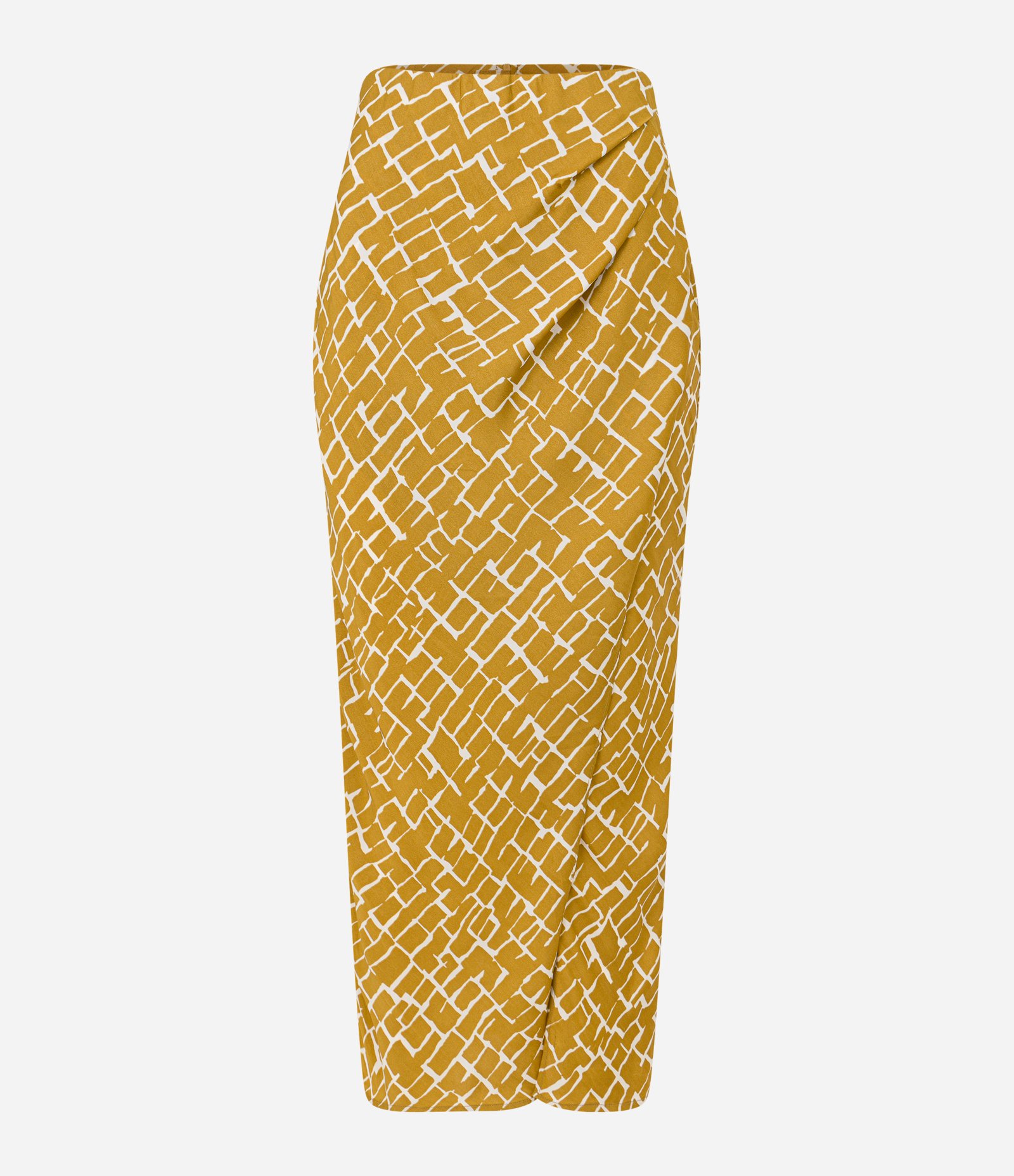 Saia Lápis Acetinada com Estampa Rajada Amarelo 5