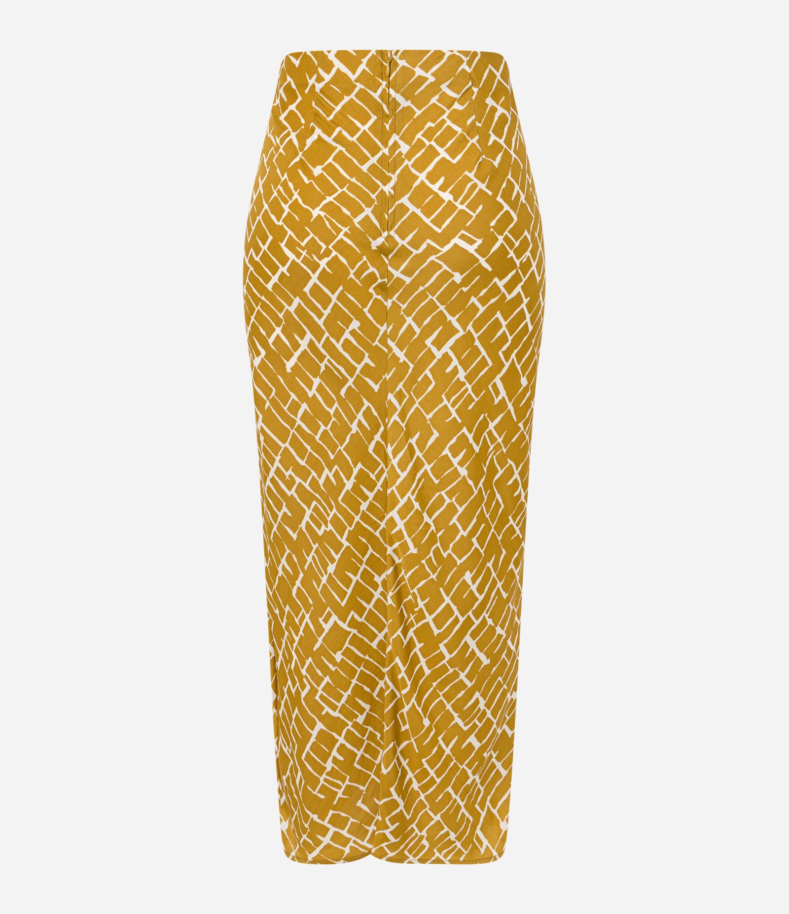 Saia Lápis Acetinada com Estampa Rajada Amarelo 6