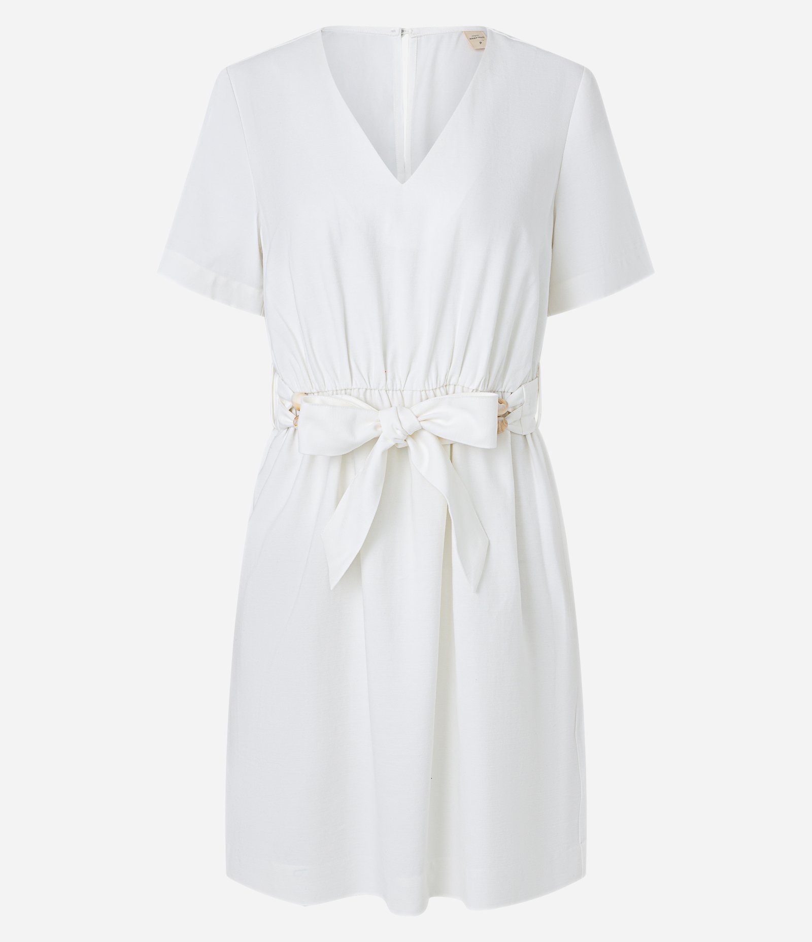 Vestido Curto em Viscose com Cinto Tecido com Miçangas Branco 5