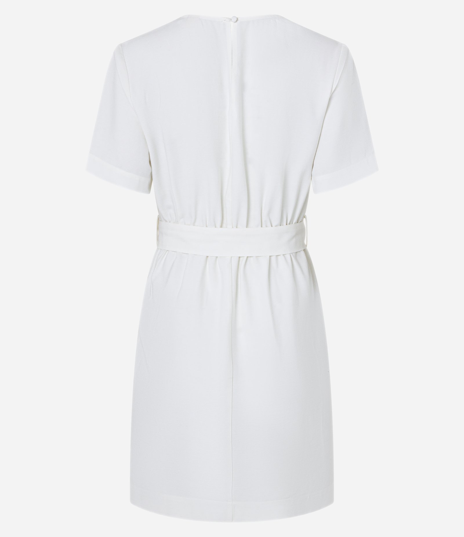 Vestido Curto em Viscose com Cinto Tecido com Miçangas Branco 6