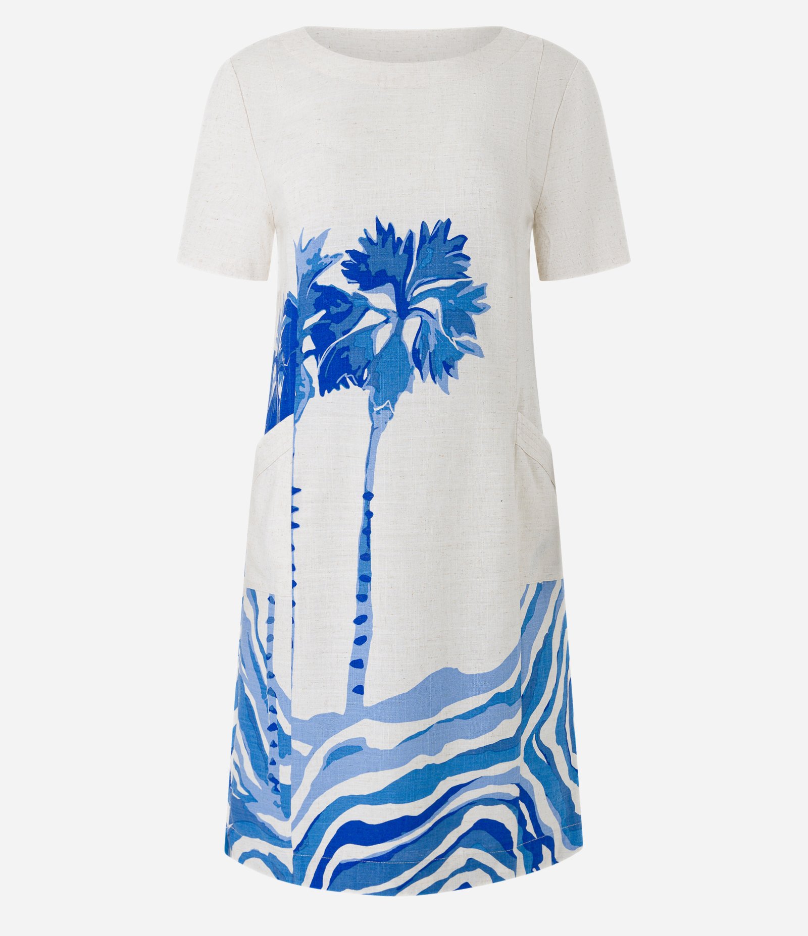 Vestido T-shirt em Viscolinho com Estampa de Natureza Branco 5