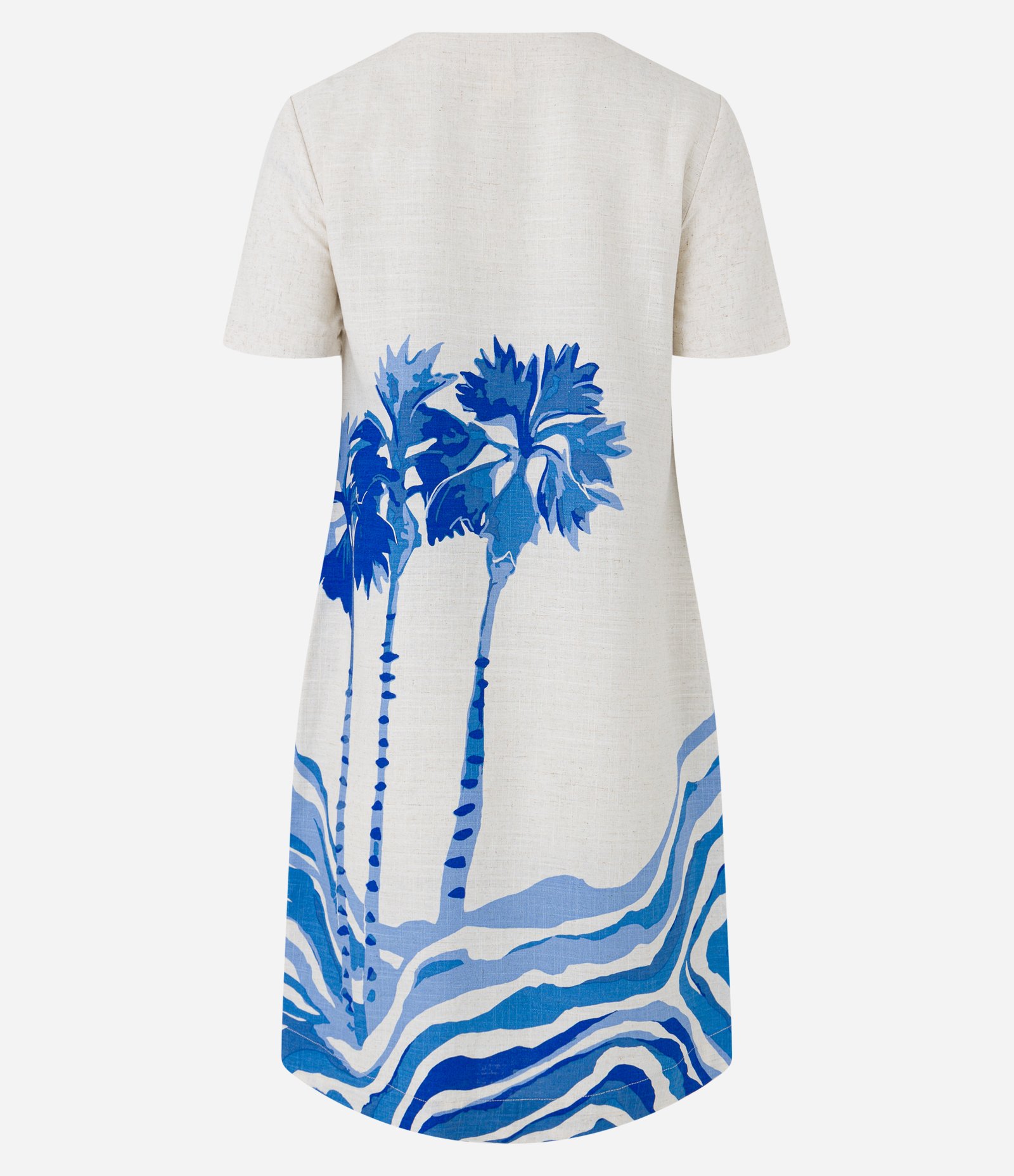 Vestido T-shirt em Viscolinho com Estampa de Natureza Branco 6