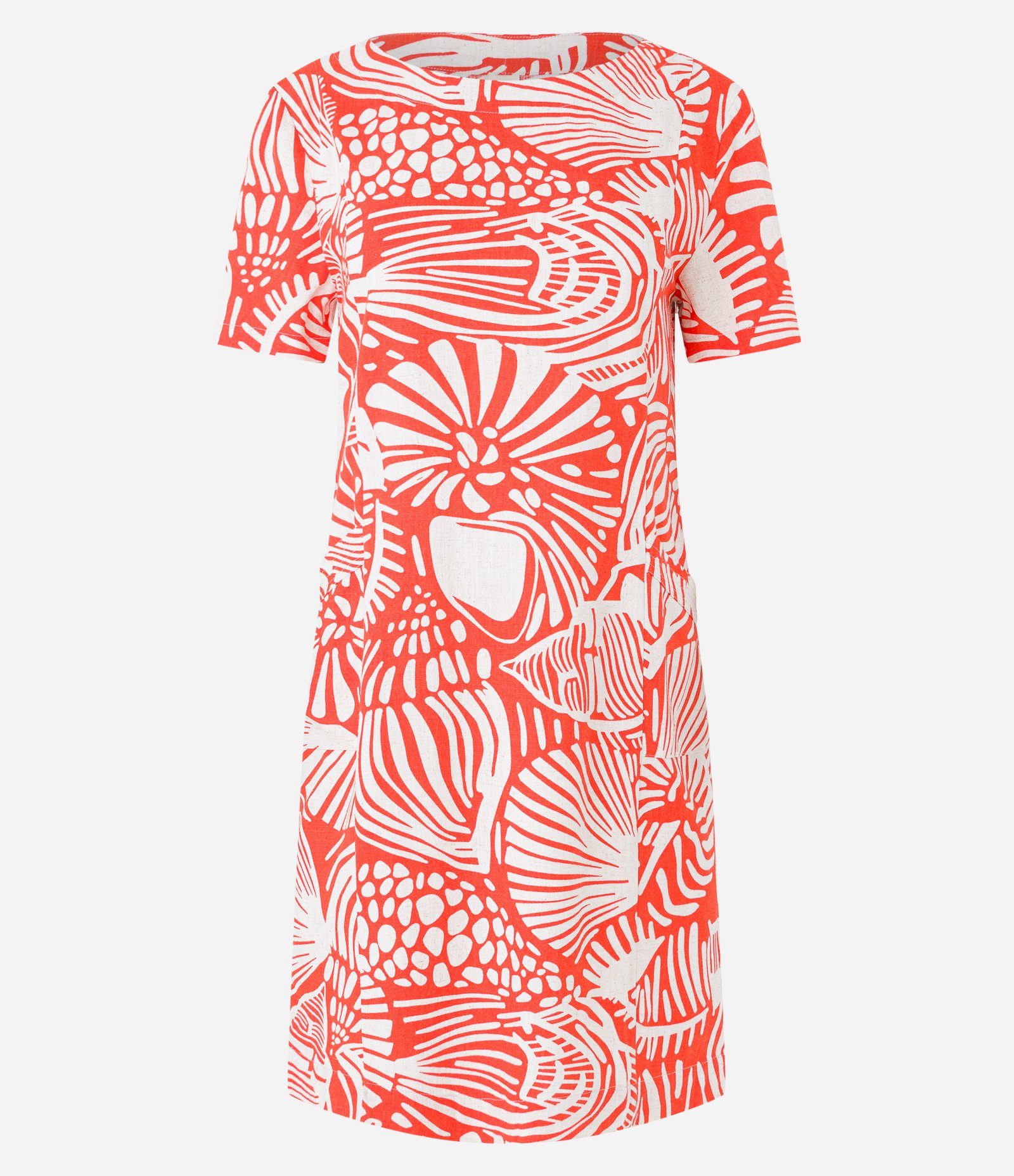 Vestido Curto em Viscolinho com Conchas Estampadas Laranja 5