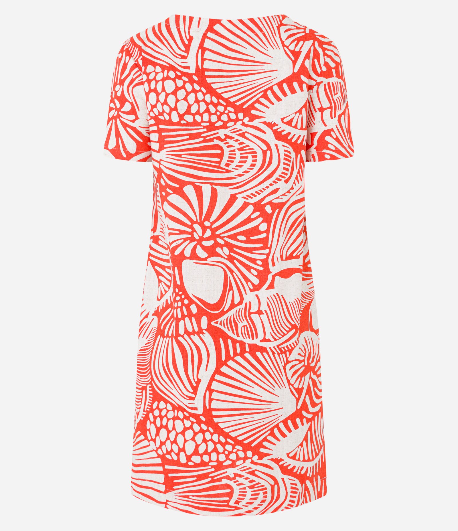 Vestido Curto em Viscolinho com Conchas Estampadas Laranja 6