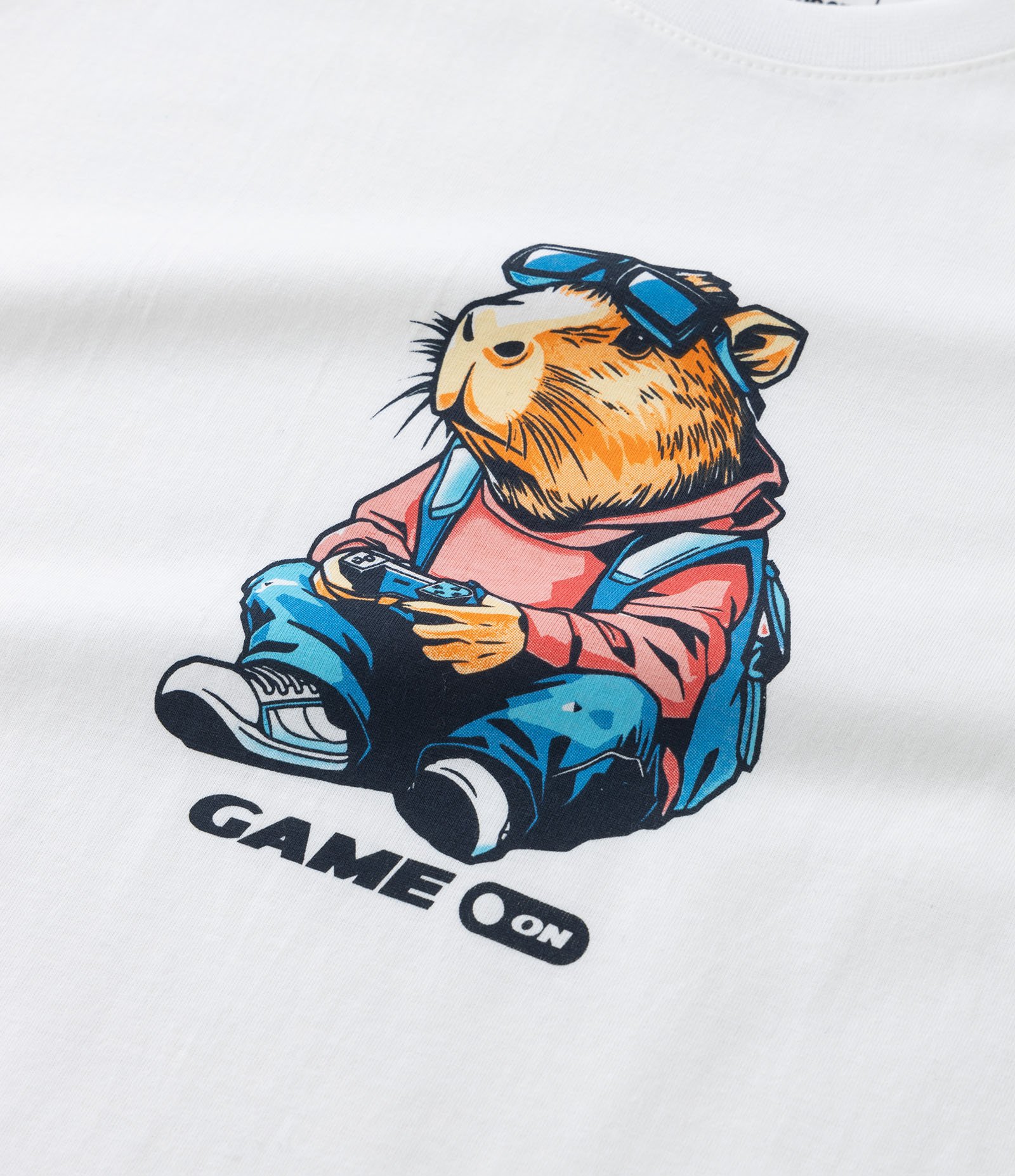 Camiseta Infantil com Estampa de Capivara Gamer - Tam 5 a 14 anos Branco 3