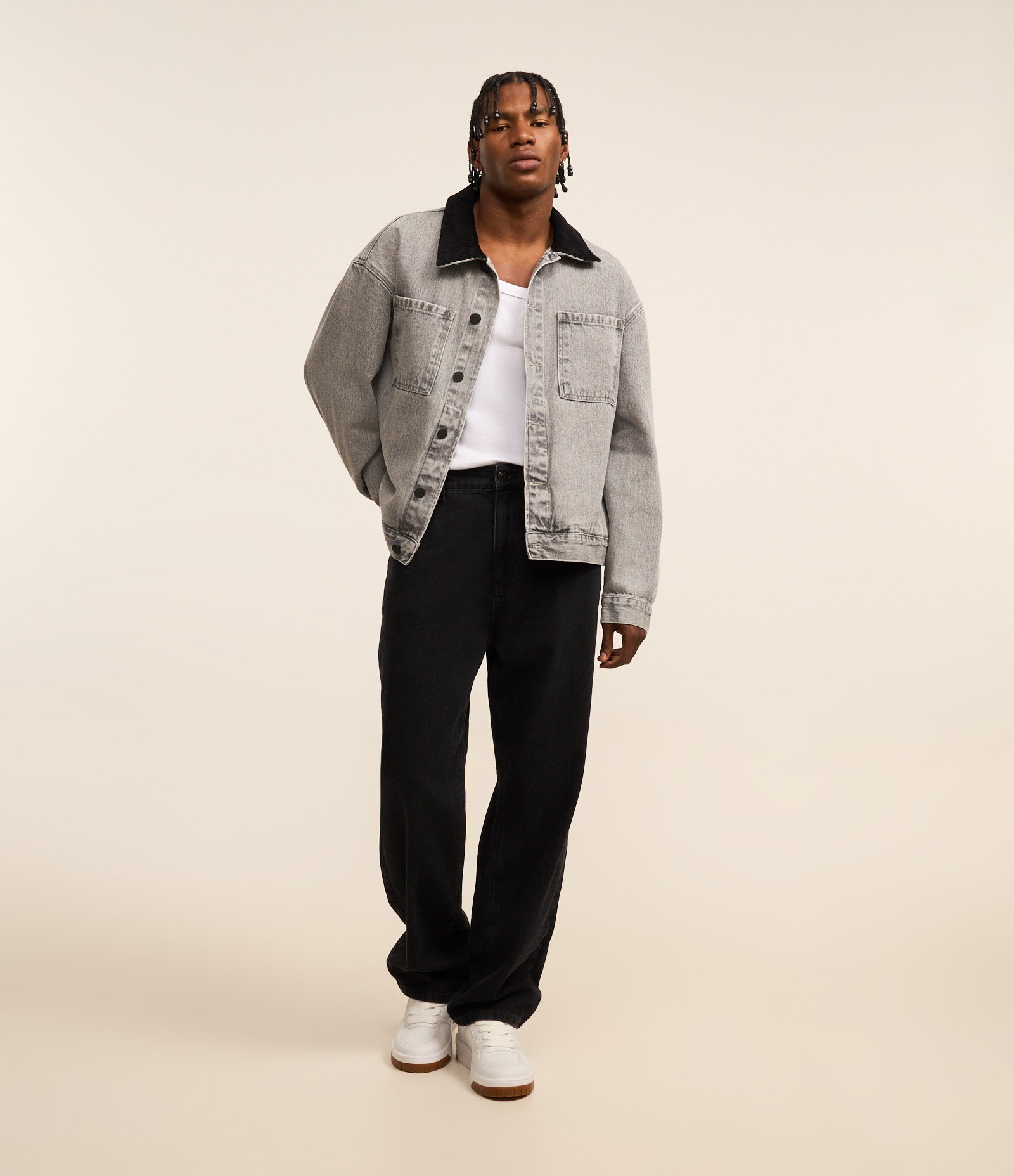 Calça Baggy em Jeans Vintage Preto 1