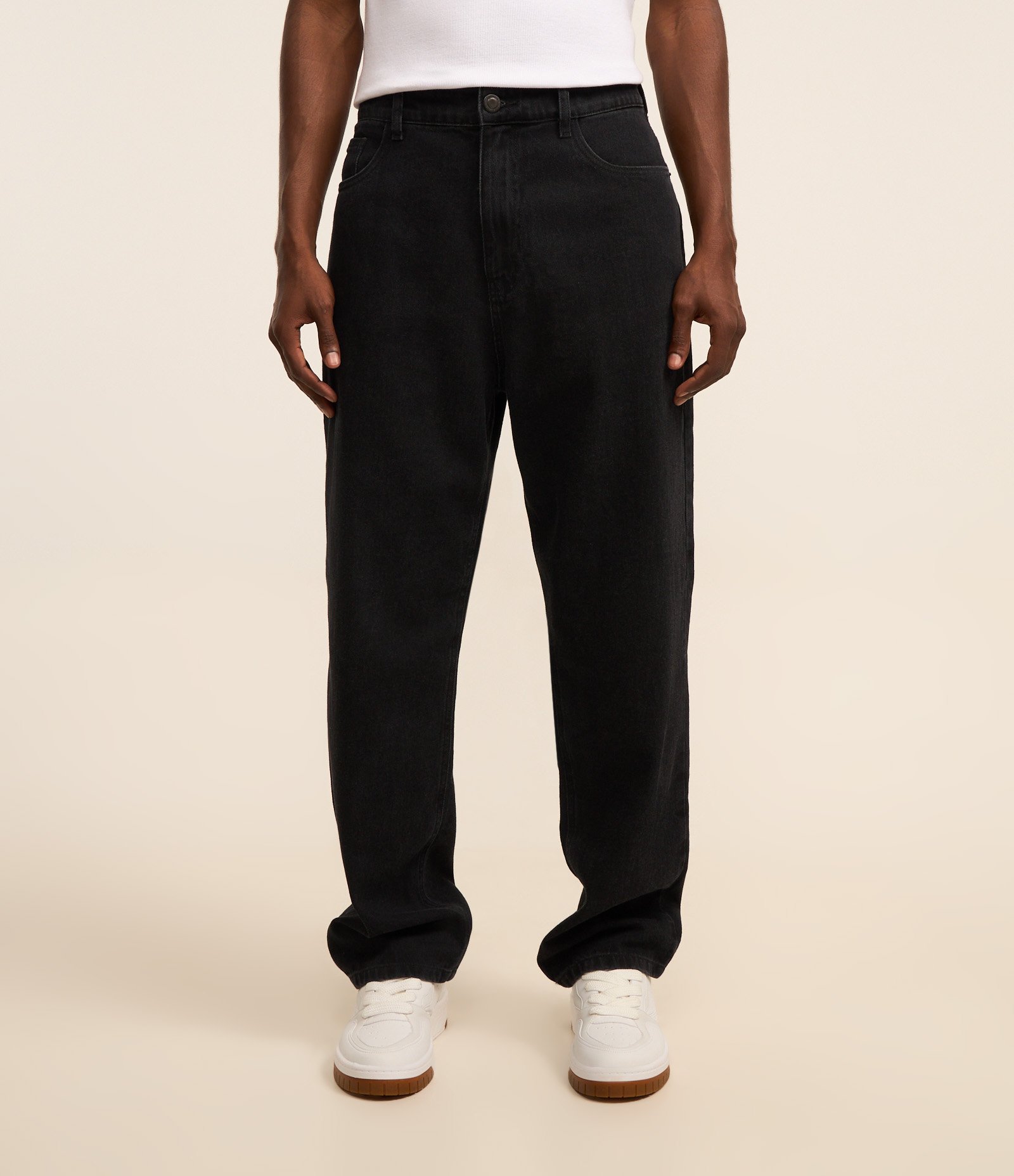 Calça Baggy em Jeans Vintage Preto 2
