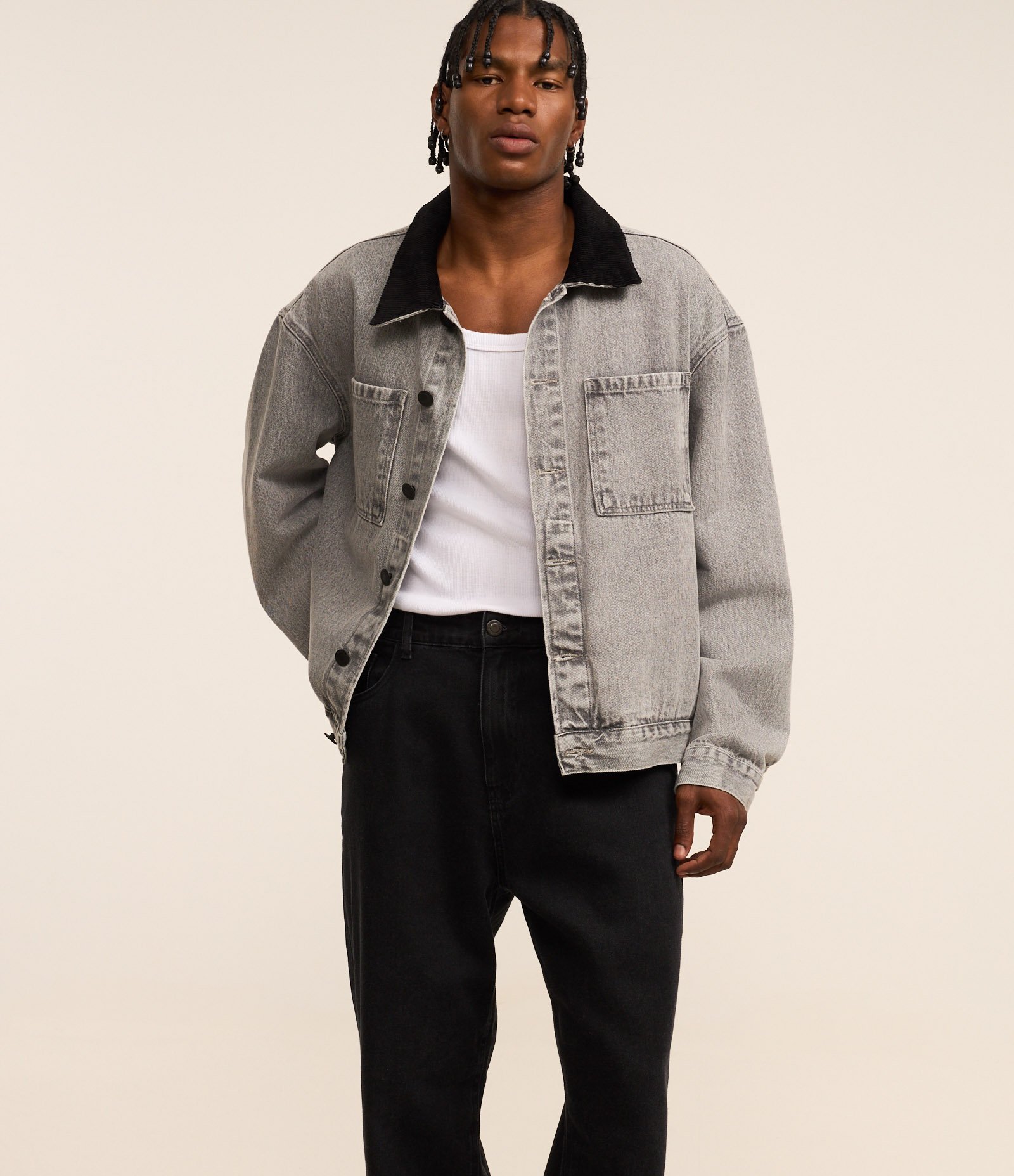 Calça Baggy em Jeans Vintage Preto 3