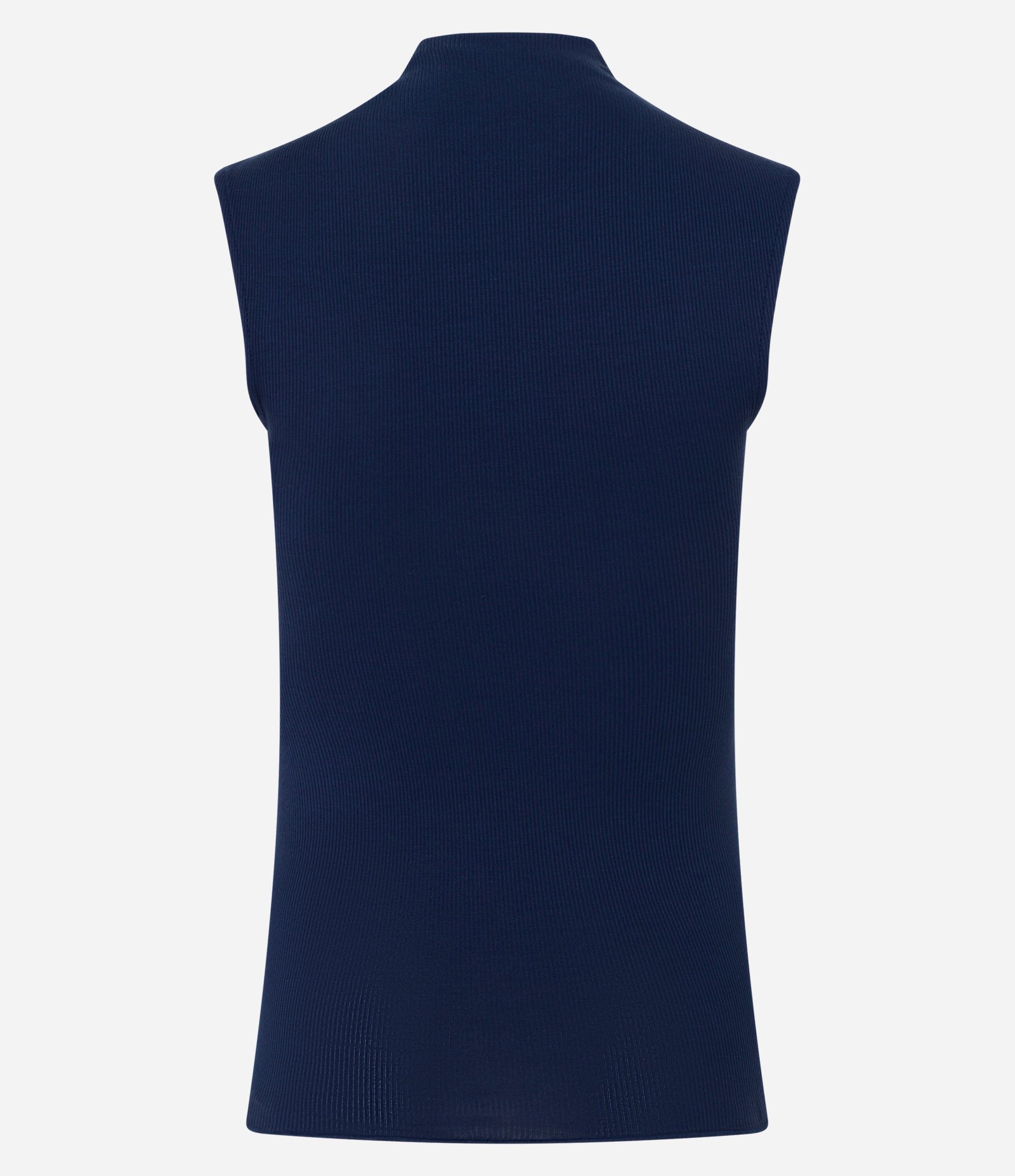 Blusa Sem Manga em Viscose com Gola Alta e Textura Canelada Azul Marinho 7