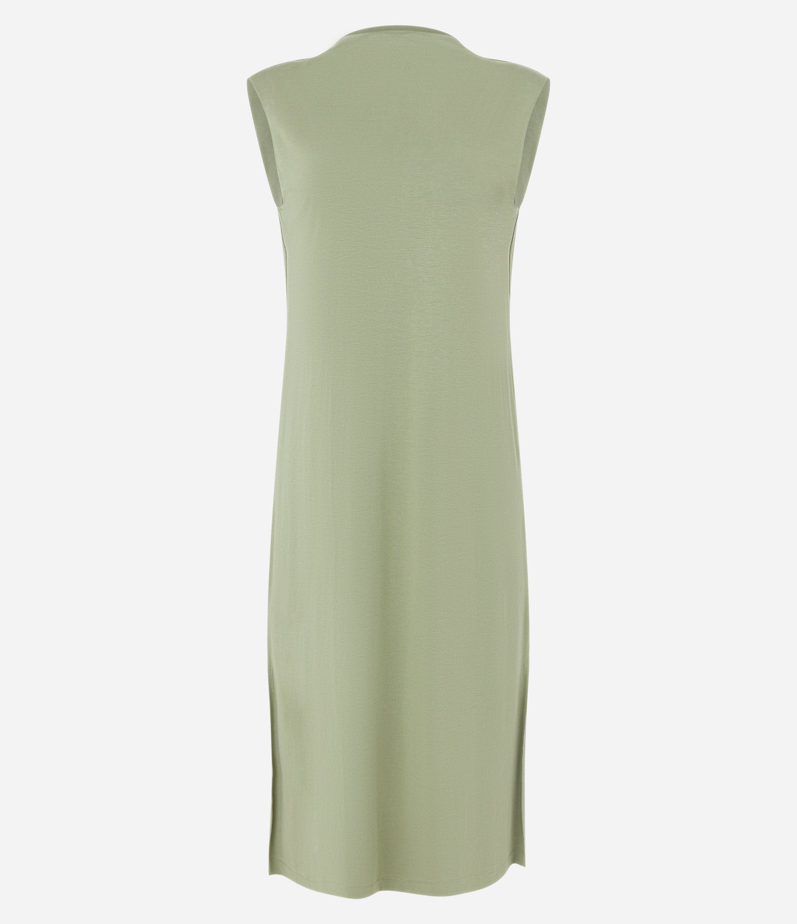 Vestido em Viscose com Ombreiras e Golinha Alta Verde 5