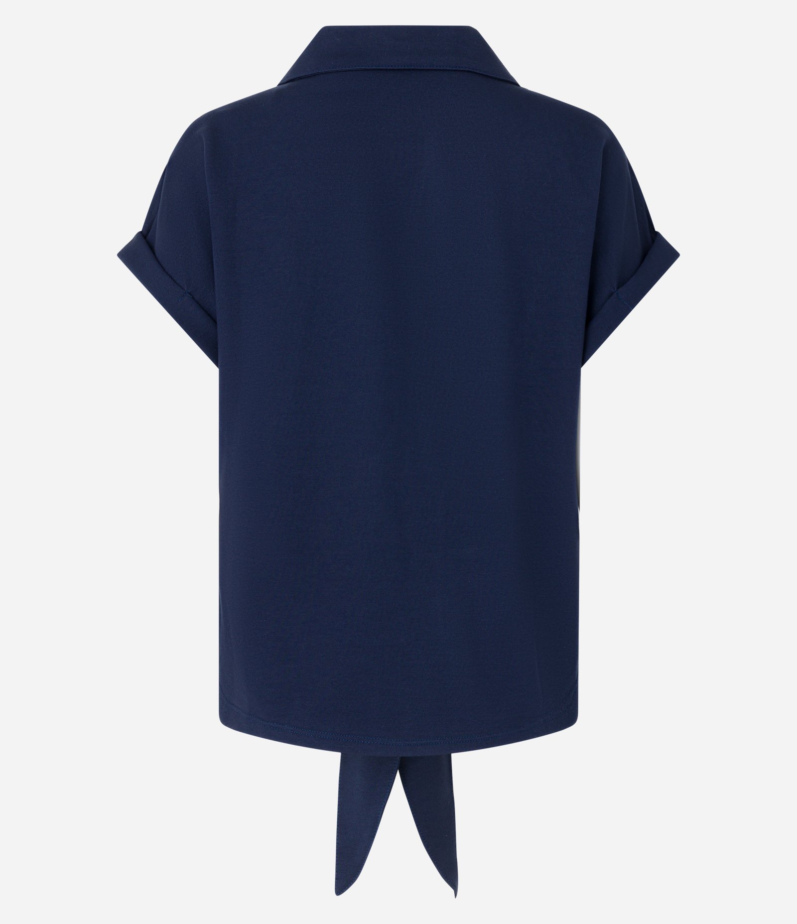 Blusa em Viscose com Abotoamento e Amarração na Barra Azul Escuro 7