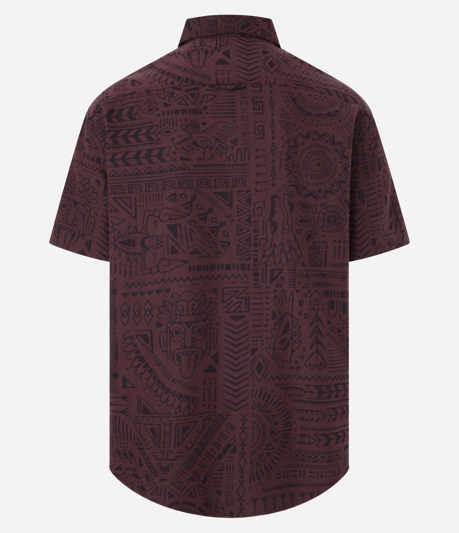 Camisa Relaxed com Textura Jacquard e Estampa Étnica Asteca Vinho 2