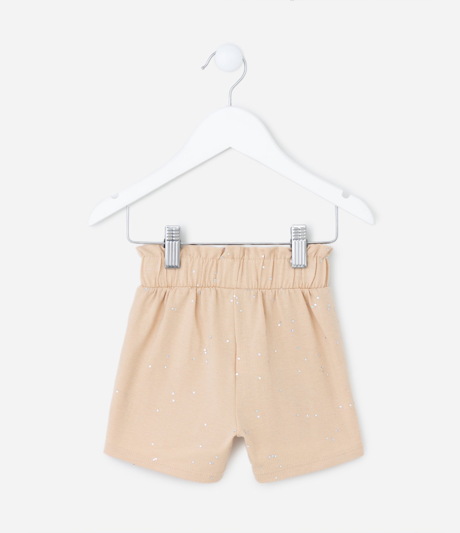 Short Clochard Infantil em Algodão com Brilhinhos - Tam 1 a 5 anos Bege 2