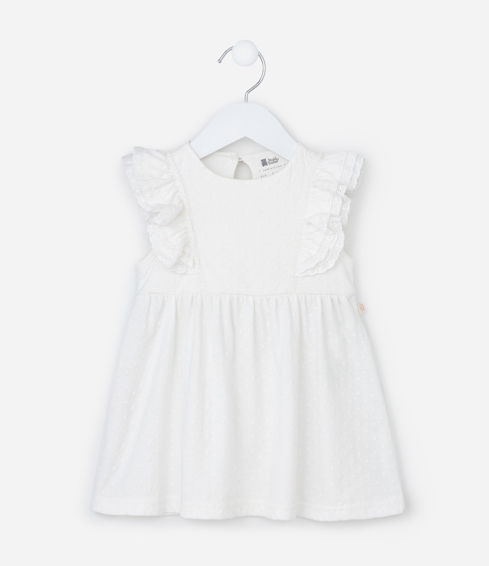 Vestido Infantil com Babadinhos e Textura - Tam 0 a 18 meses Branco 3
