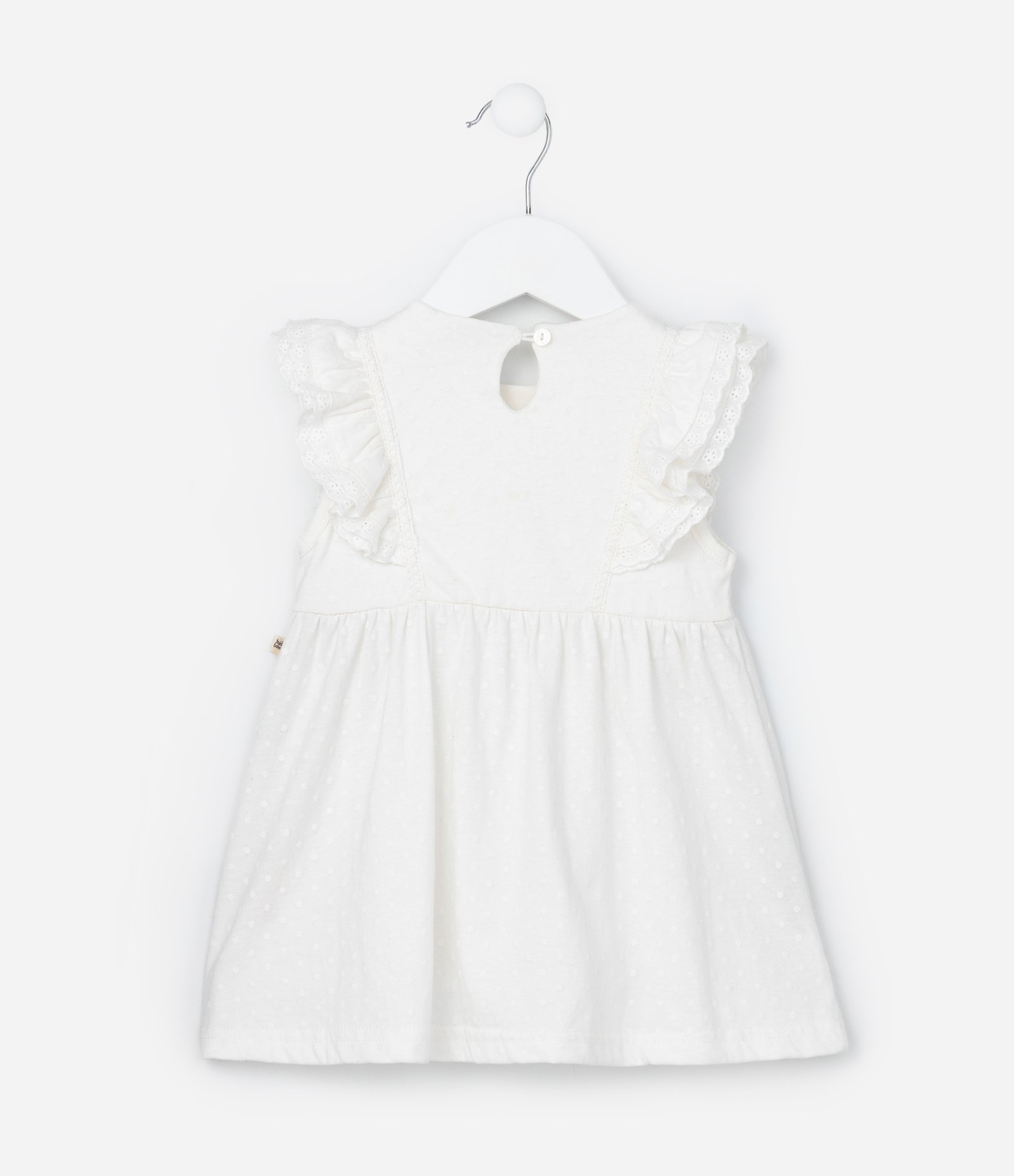 Vestido Infantil com Babadinhos e Textura - Tam 0 a 18 meses Branco 4