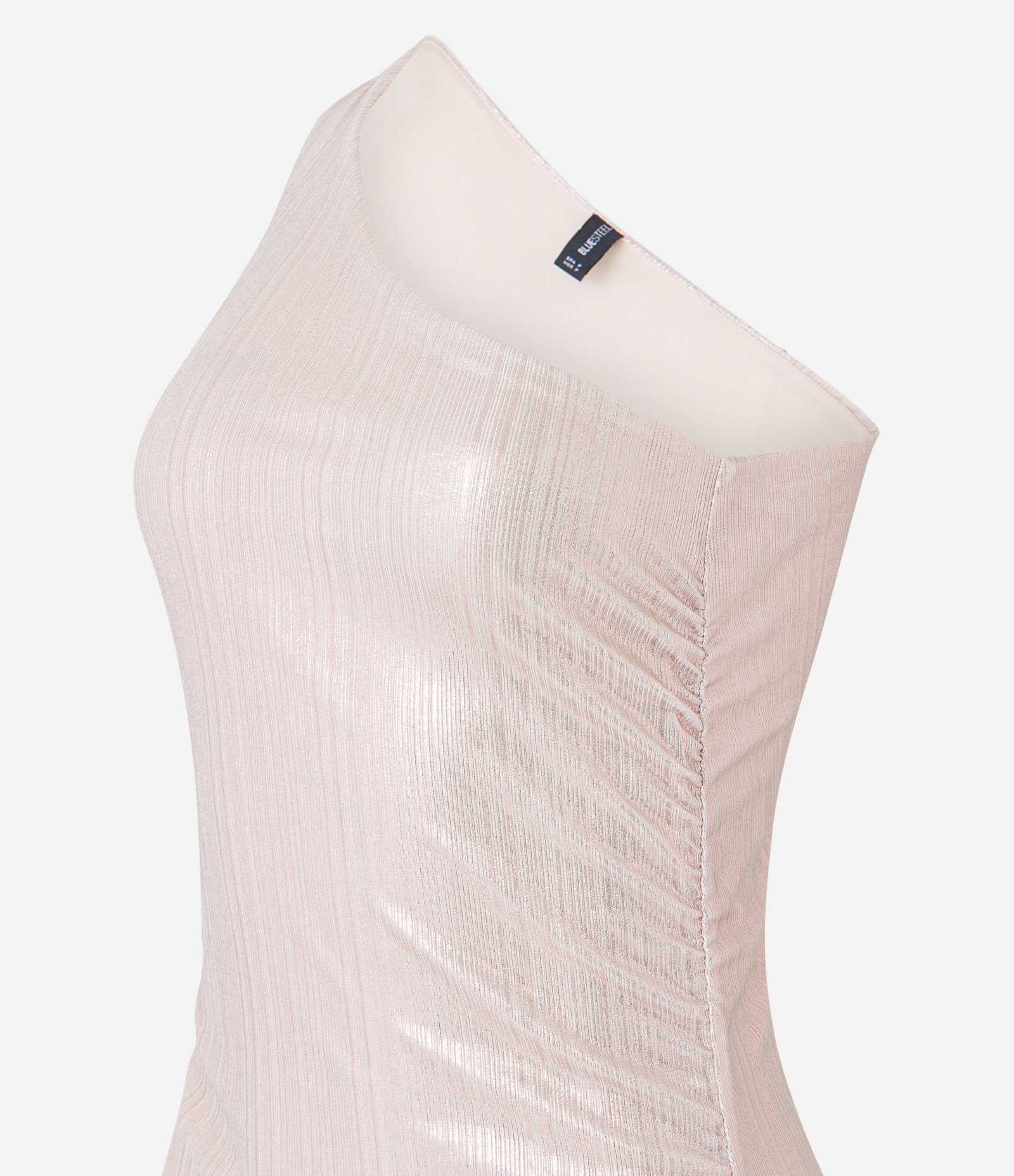 Vestido Midi Metalizado com Ombro Só e Franzido Lateral Rose 7