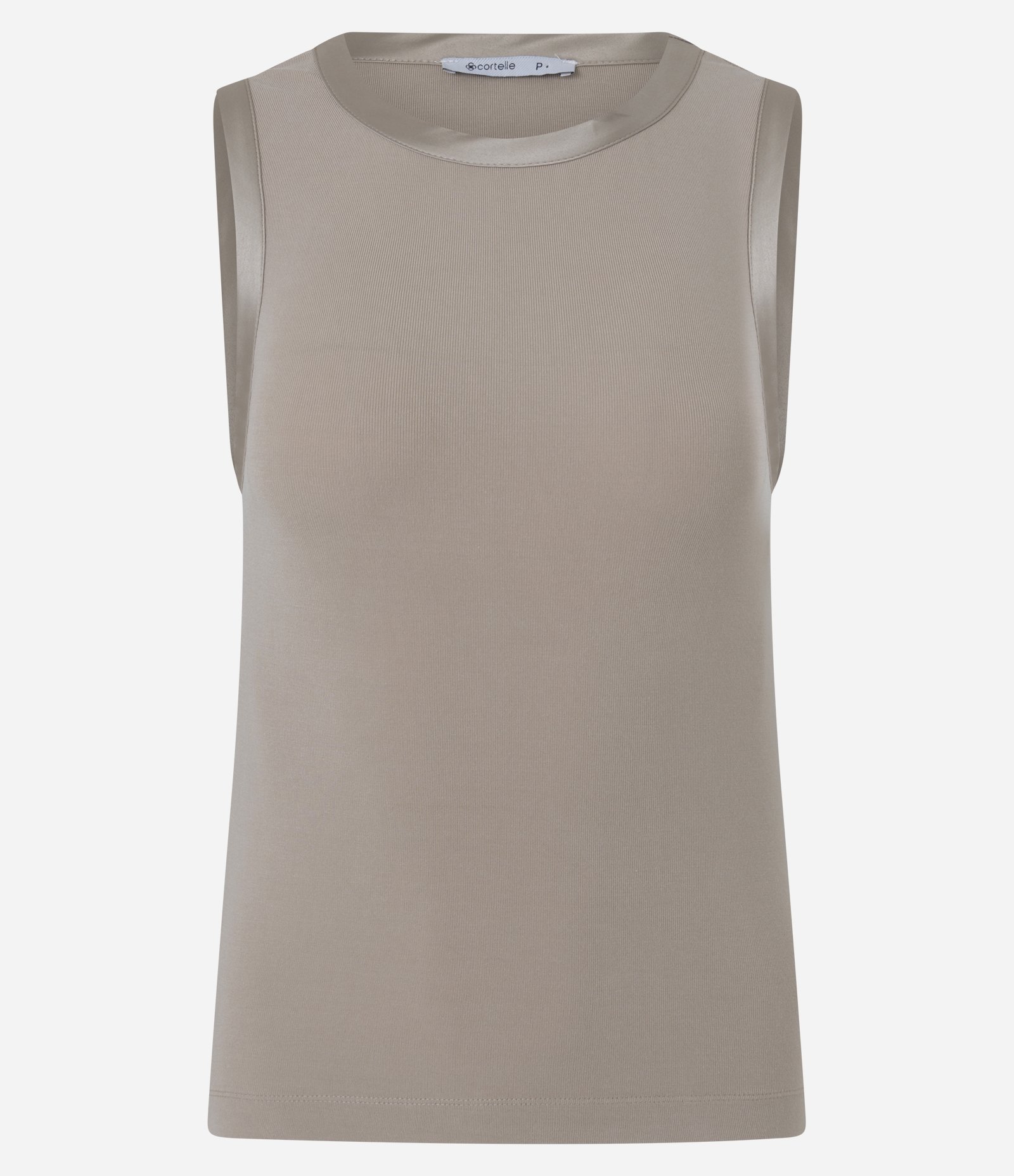 Blusa em Viscose com Cava Acetinada Bege 5