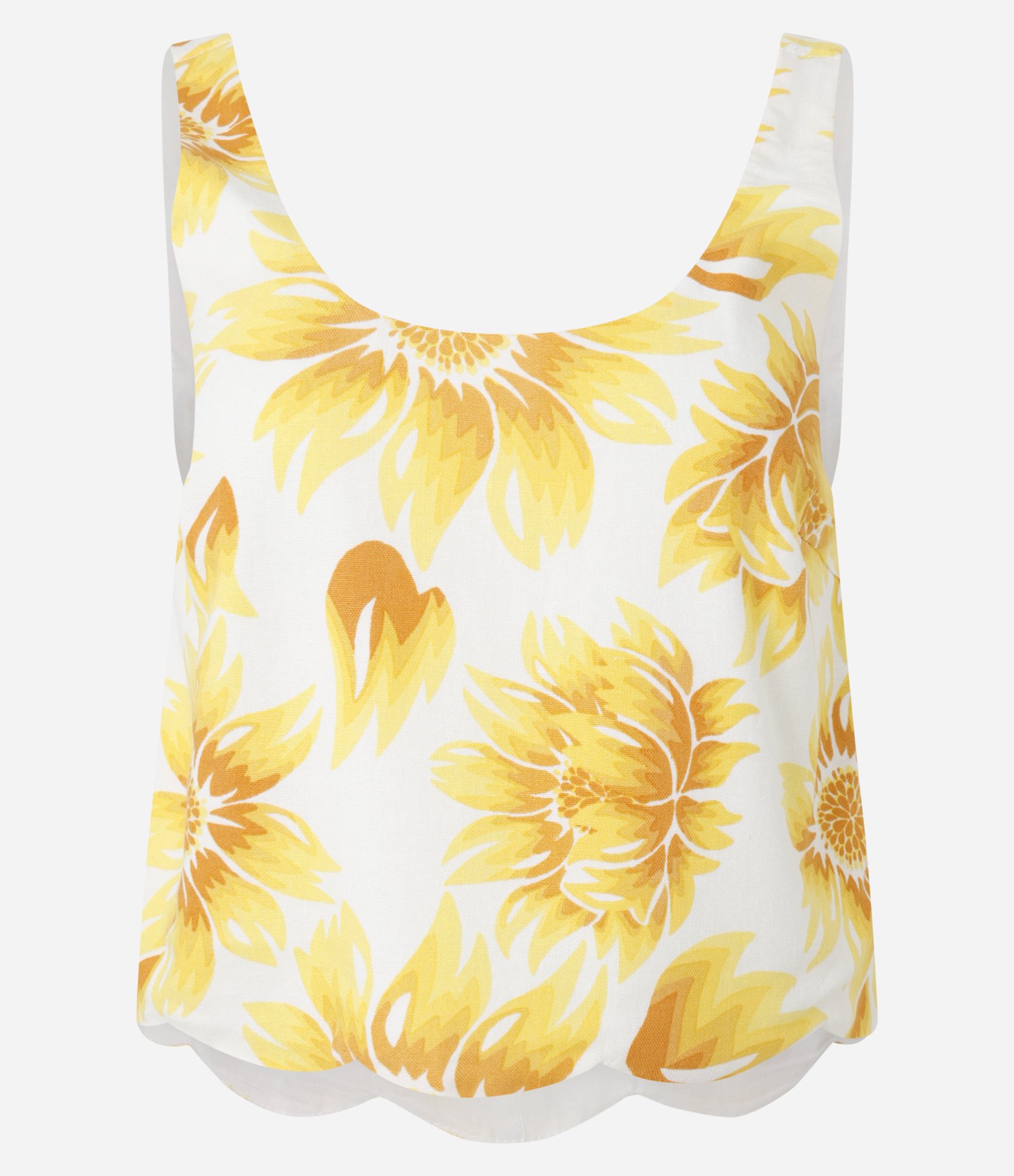 Blusa Sem Manga em Viscolinho com Flores Estampadas Amarelo 4